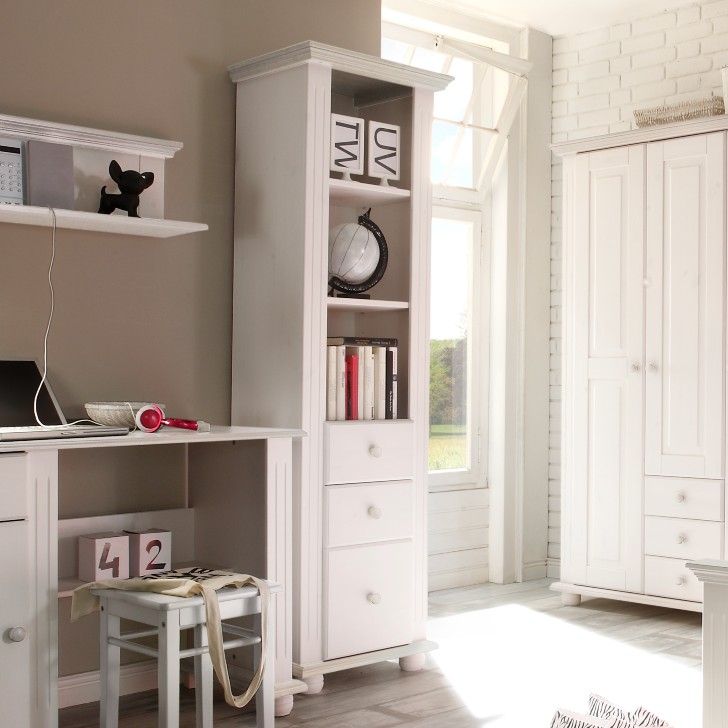 Bibliothèque Laurel avec 3 tiroirs - blanc