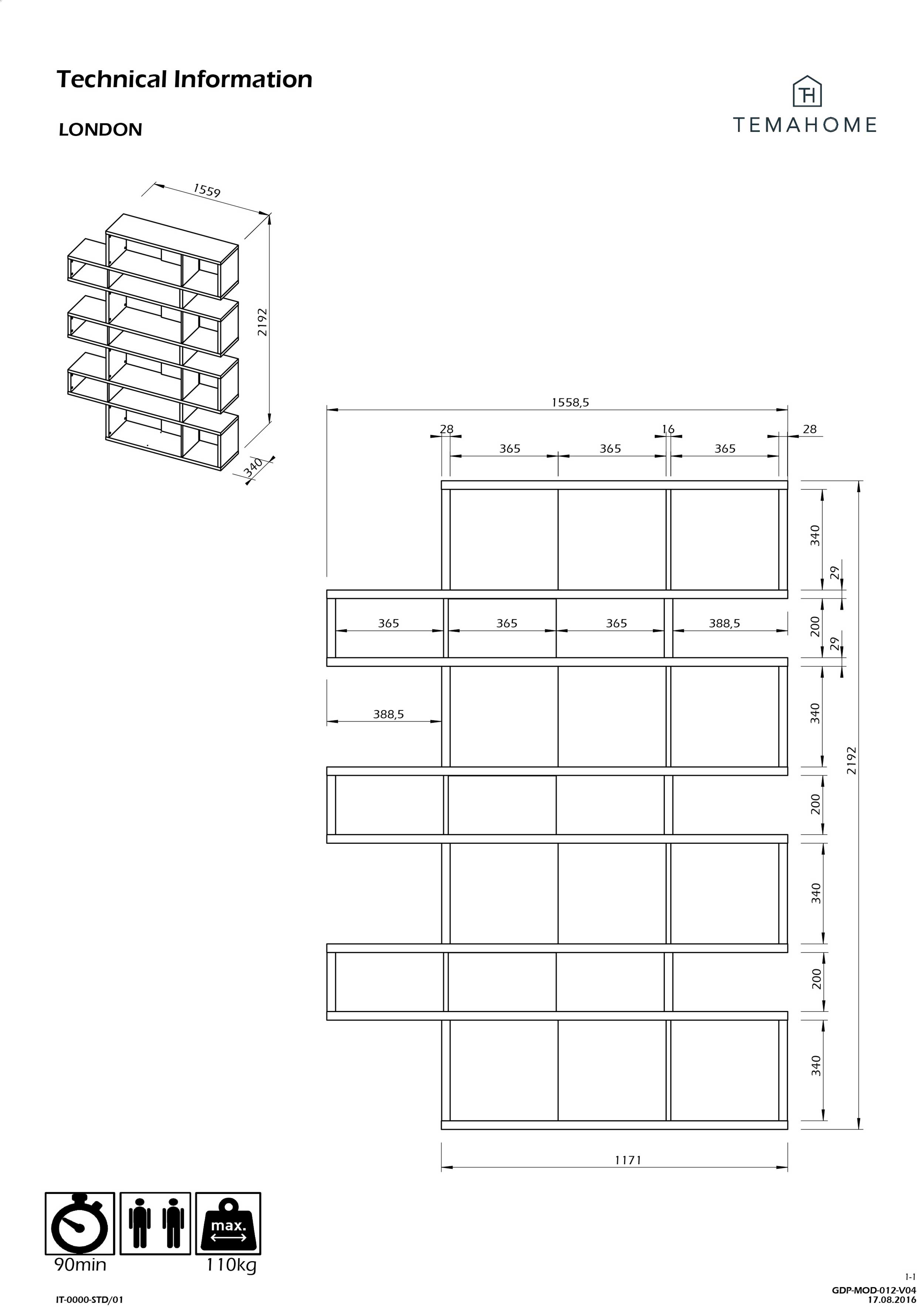 Bibliothèque Lisbon 3 - placage noyer - Image 2
