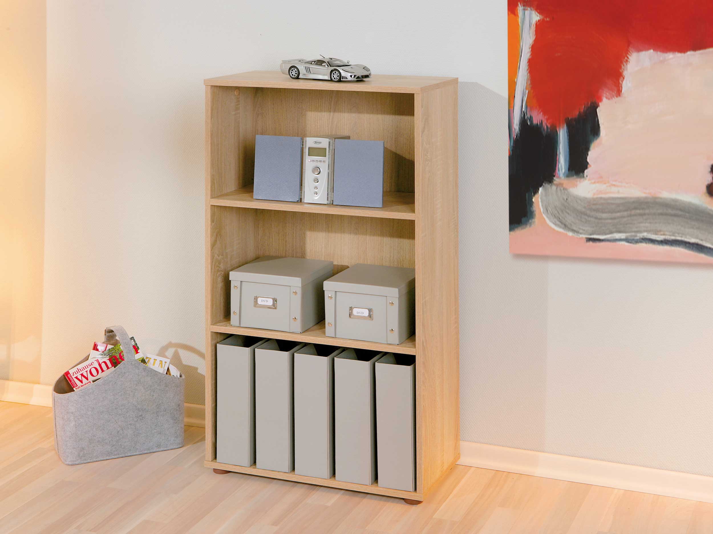 Bibliothèque Parini 3 compartiments - chêne - Image 2