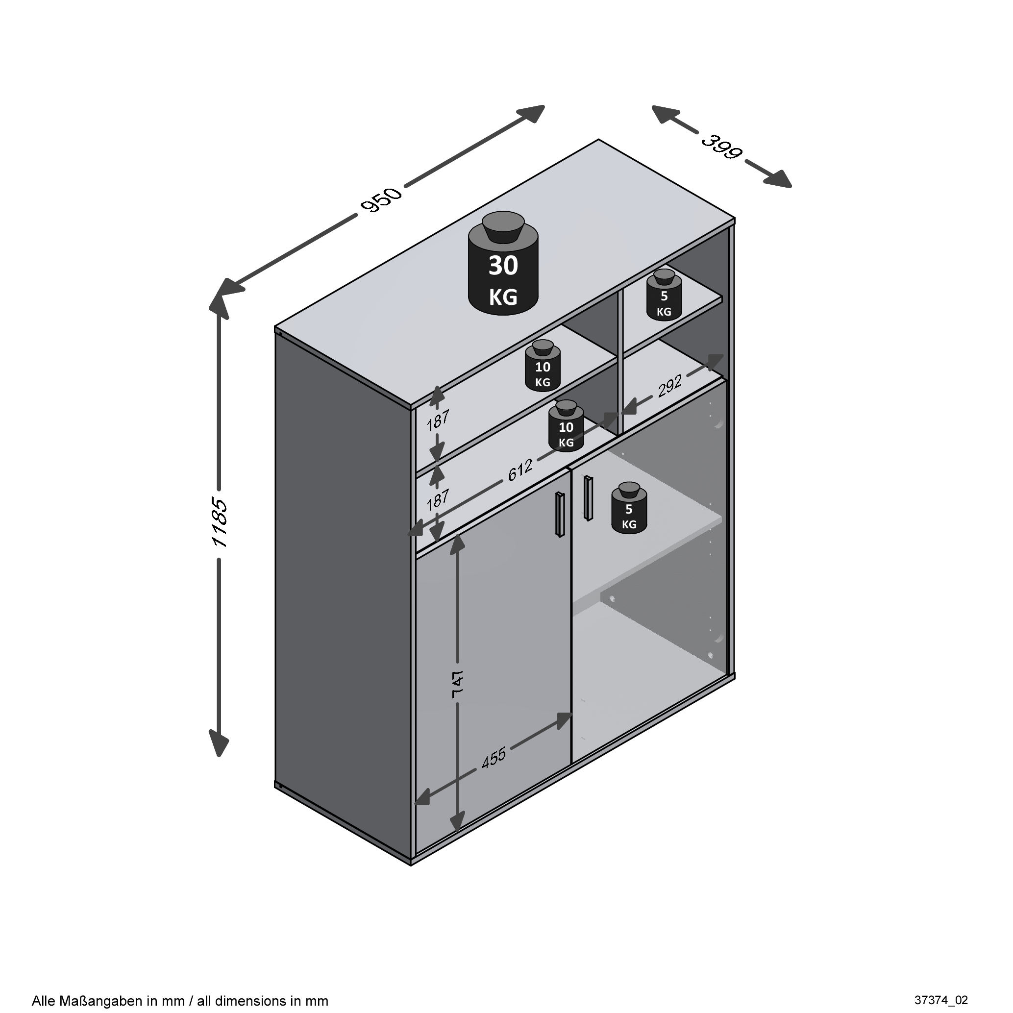 Bibliothèque Pjotr - béton/blanc - Image 2