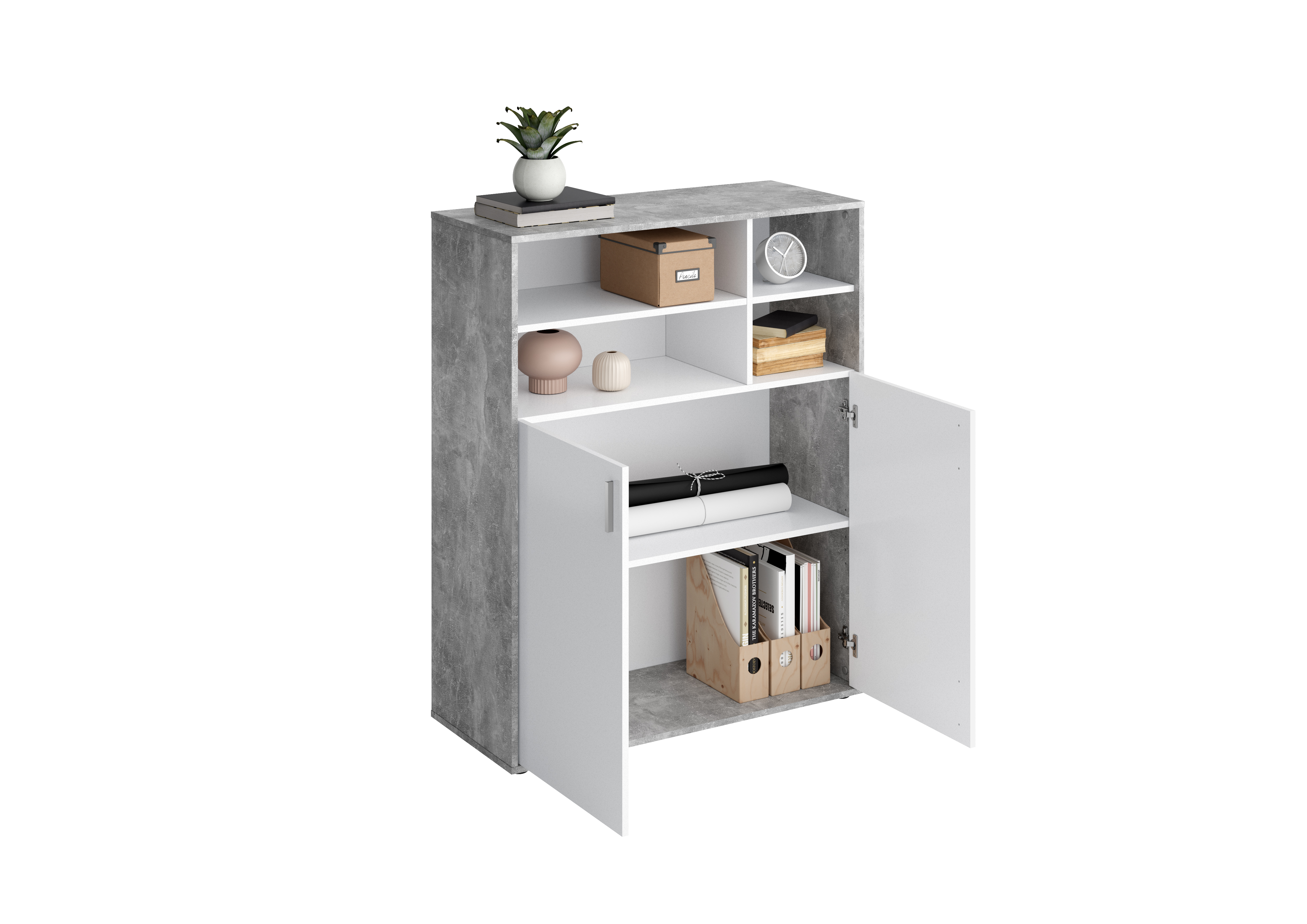 Bibliothèque Pjotr - béton/blanc - Image 3