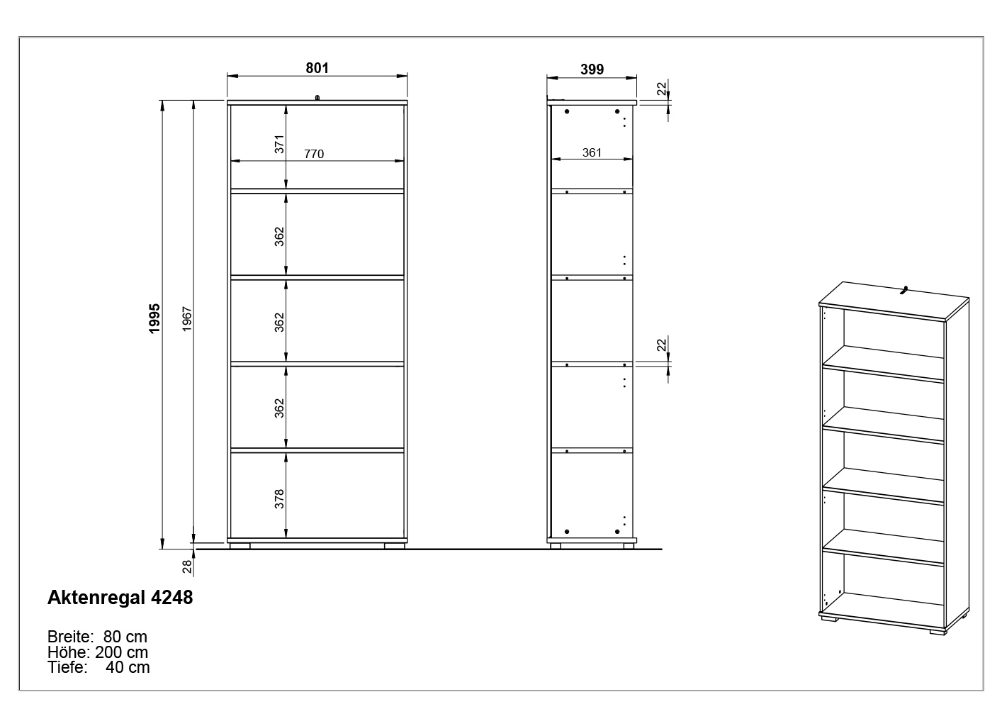 Bibliothèque Presley 80cm - gris clair - Image 5