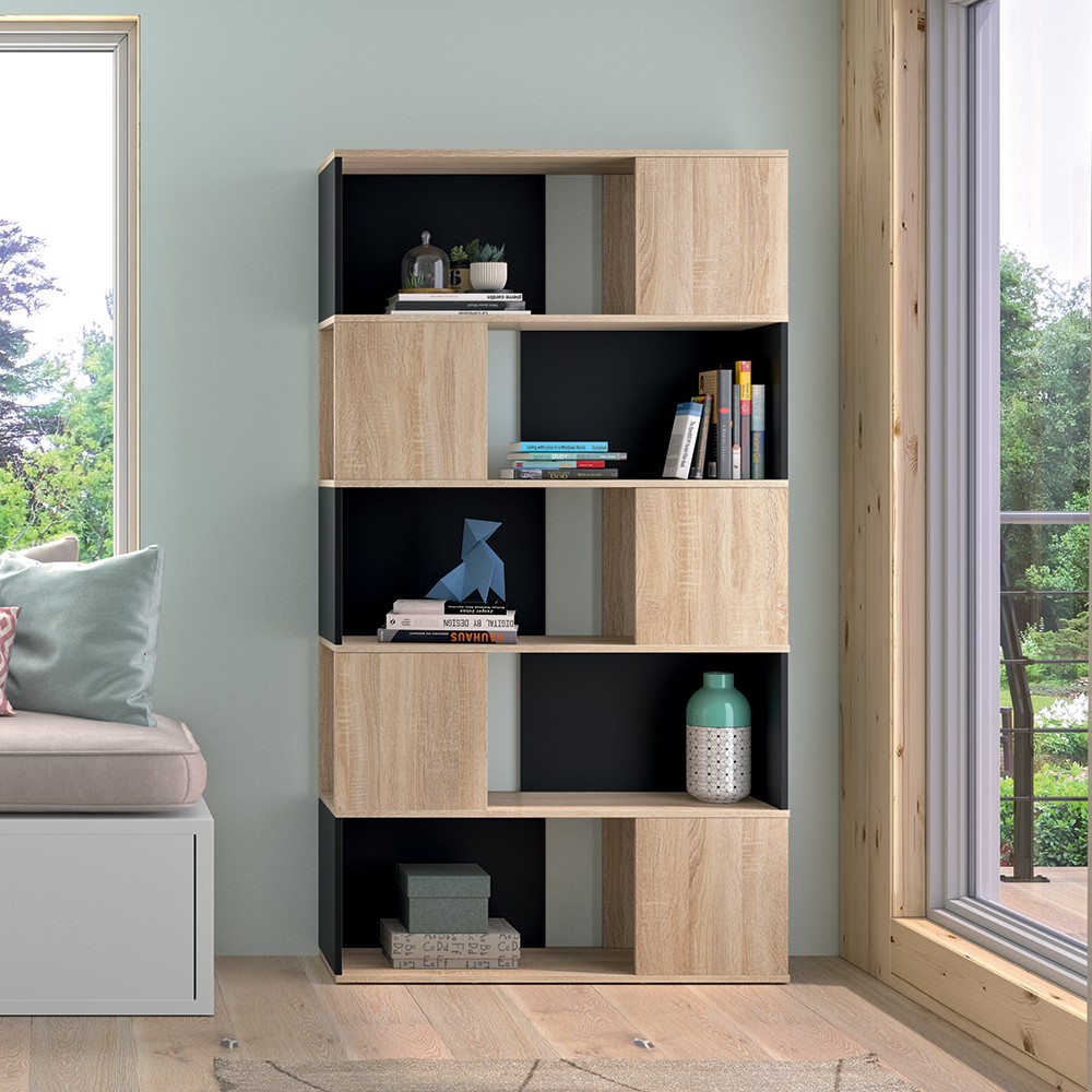 Bibliothèque Rossi - chêne/noir - Image 1