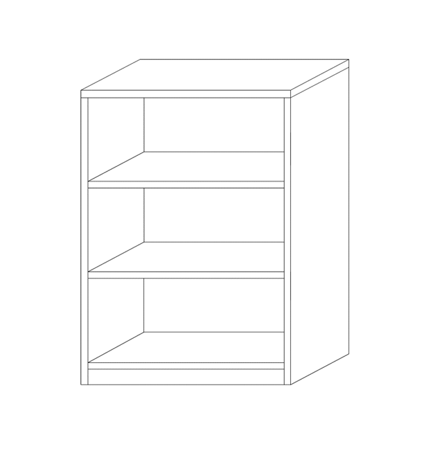 Bibliothèque Spacio 55cm à 2 tablettes - chêne gris - Image 2