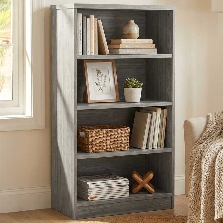 Bibliothèque Spacio 72cm à 3 tablettes - chêne gris
