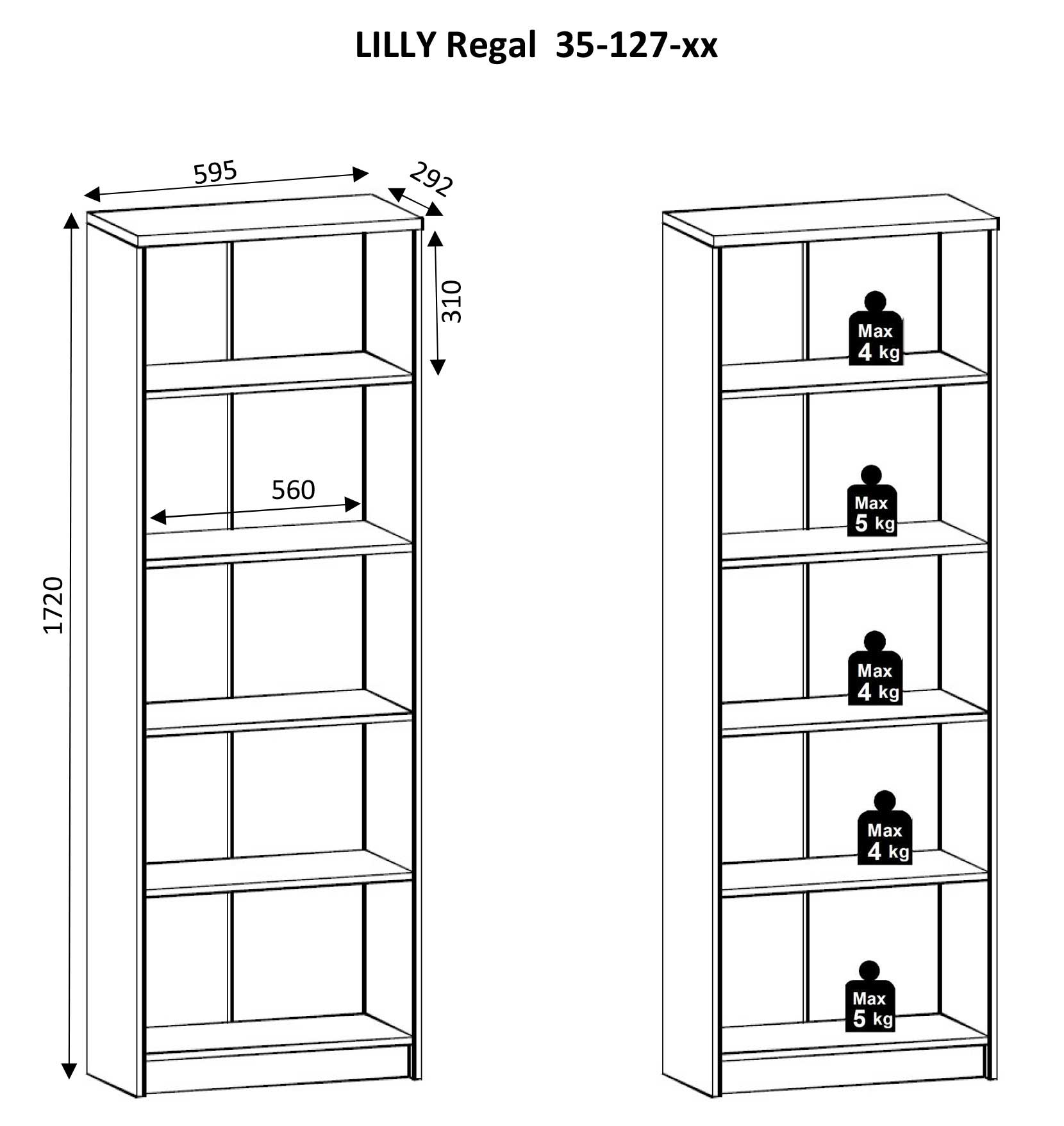 Bibliothèque Viviane 60x172cm - chêne - Image 2