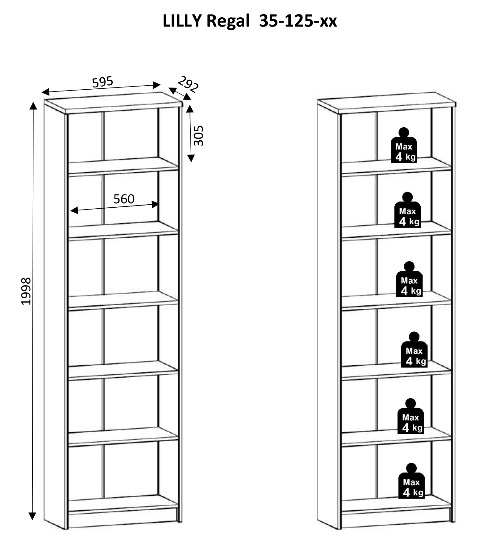 Bibliothèque Viviane 60x202cm - chêne - Image 2