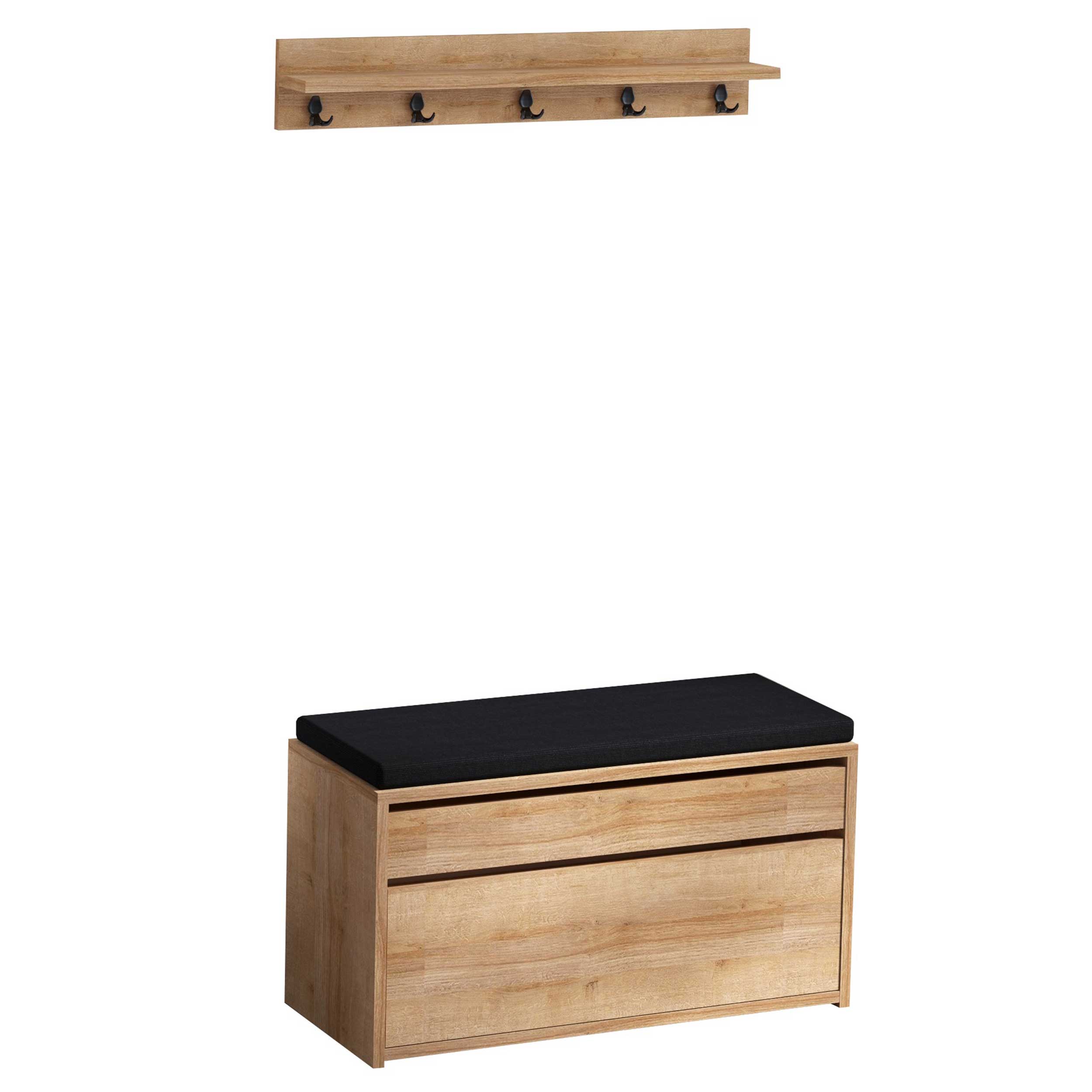 Boby Meuble d'entrée | 100 % MÉLAMINE | Chêne, noir - Image 4