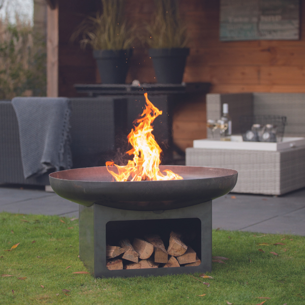 Brasero avec stockage du bois Uma 80cm acier