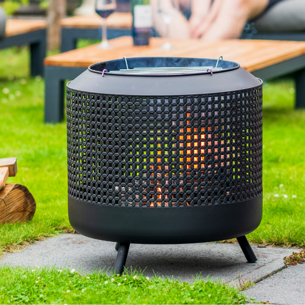 Brasero Cesta 50cm avec barbecue acier - noir - Image 2