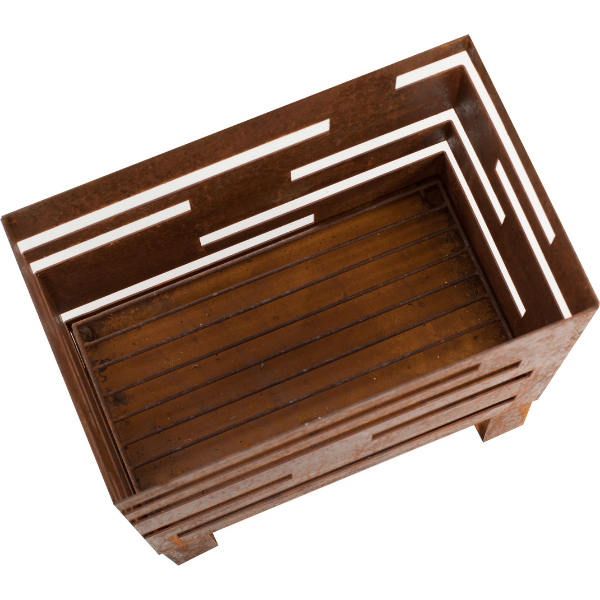 Brasero Maylis 38x23x50cm acier - rouille - Image 2