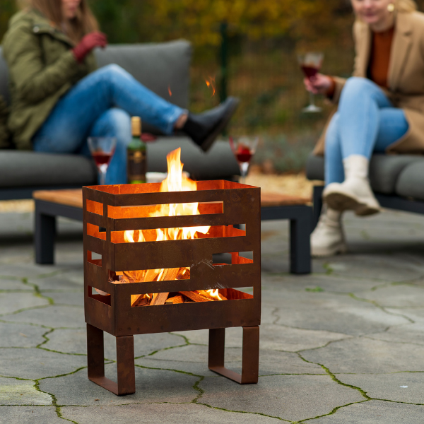 Brasero Maylis 38x23x50cm acier - rouille - Image 3