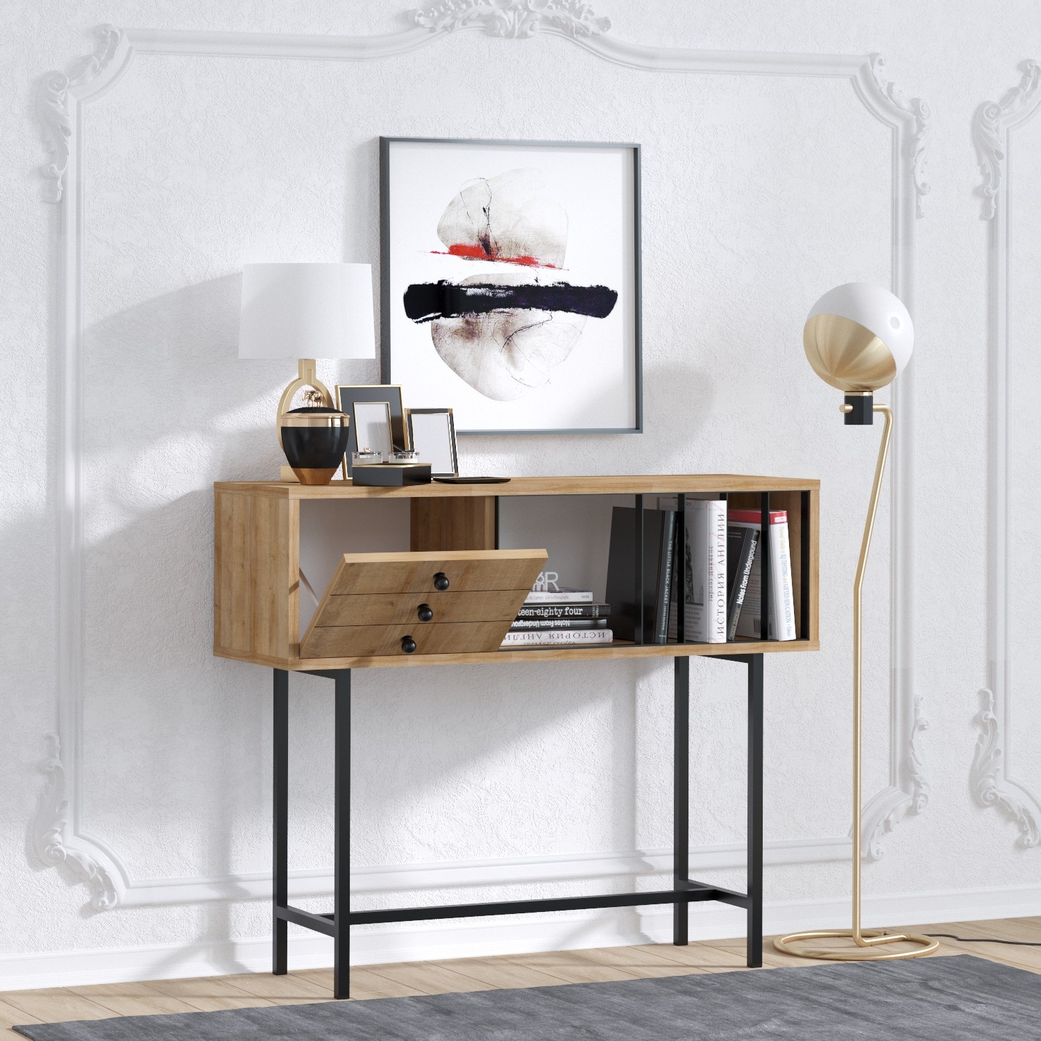 Buffet en chêne noir confortable et élégant | 100% mélaminé | 100x35x85cm - Image 3