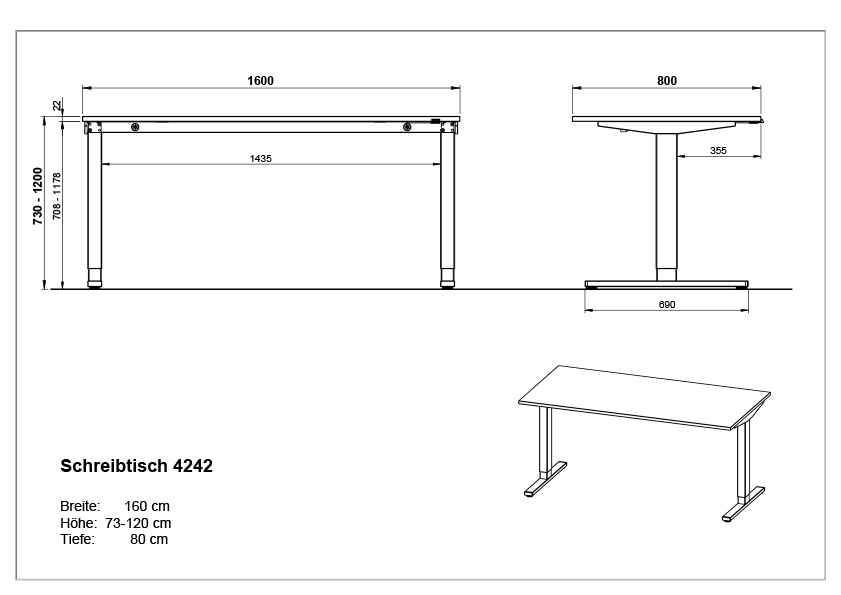 Bureau assis debout Oswald 160 cm électrique - gris clair/argent - Image 5