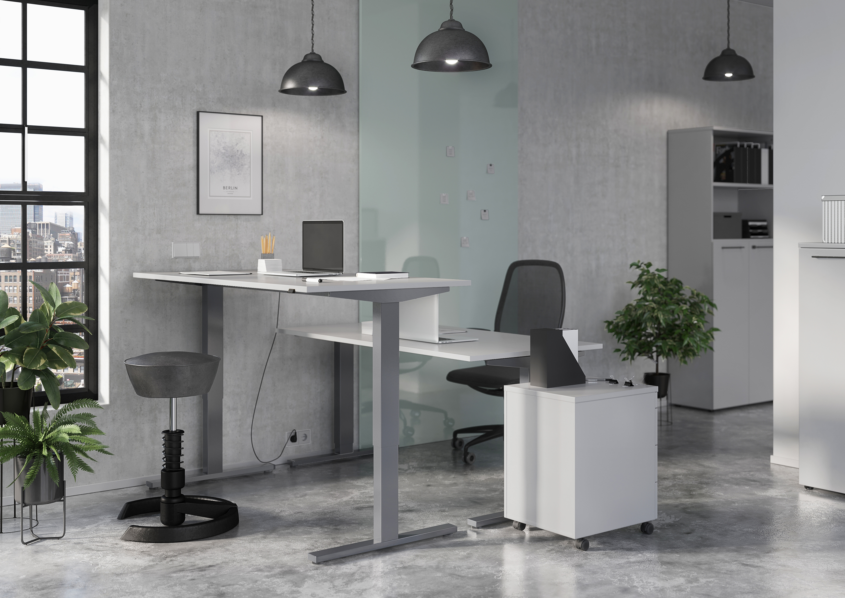 Bureau assis debout Oswald 160 cm électrique - gris clair/argent - Image 10