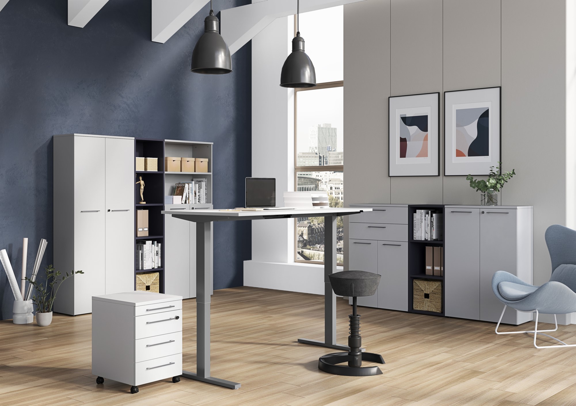 Bureau assis debout Oswald 180 cm électrique - gris clair/argent - Image 2