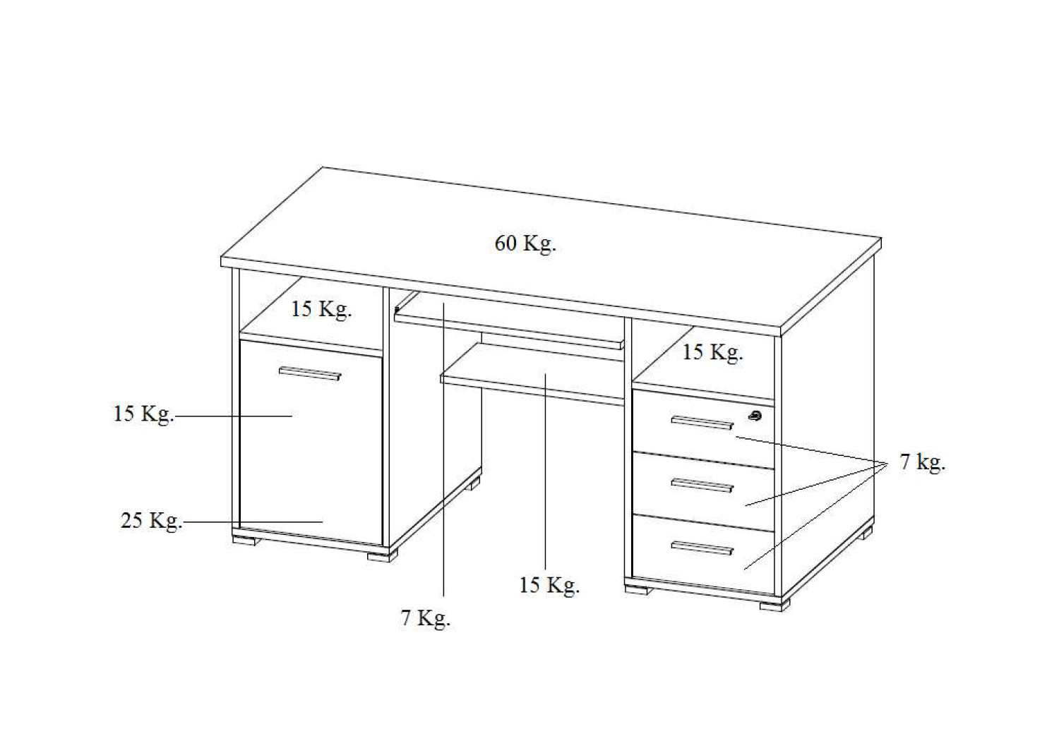 Bureau Beagle 145cm - noyer - Image 10