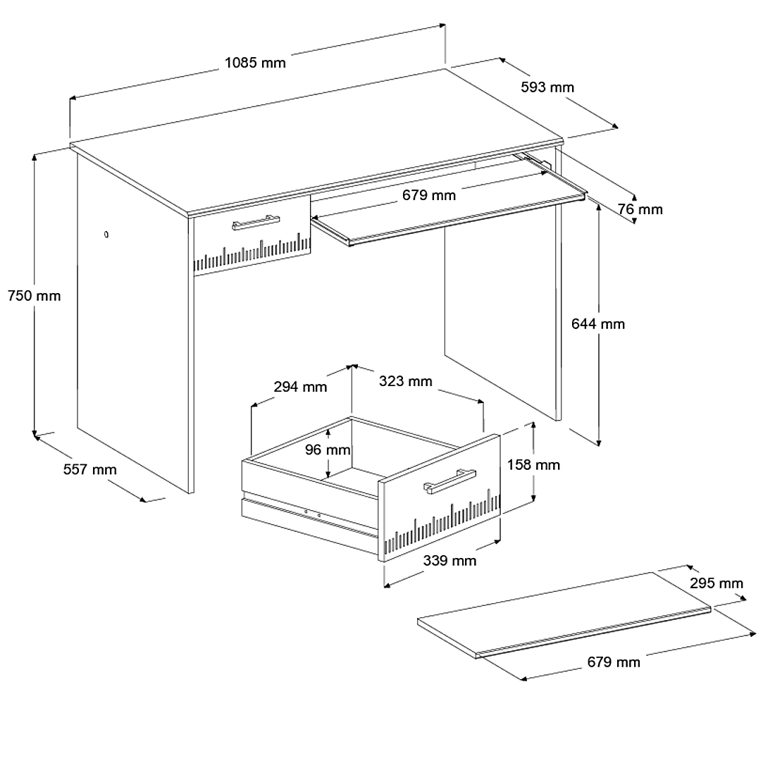 Bureau Carlos brun clair 109cm - brun - Image 2