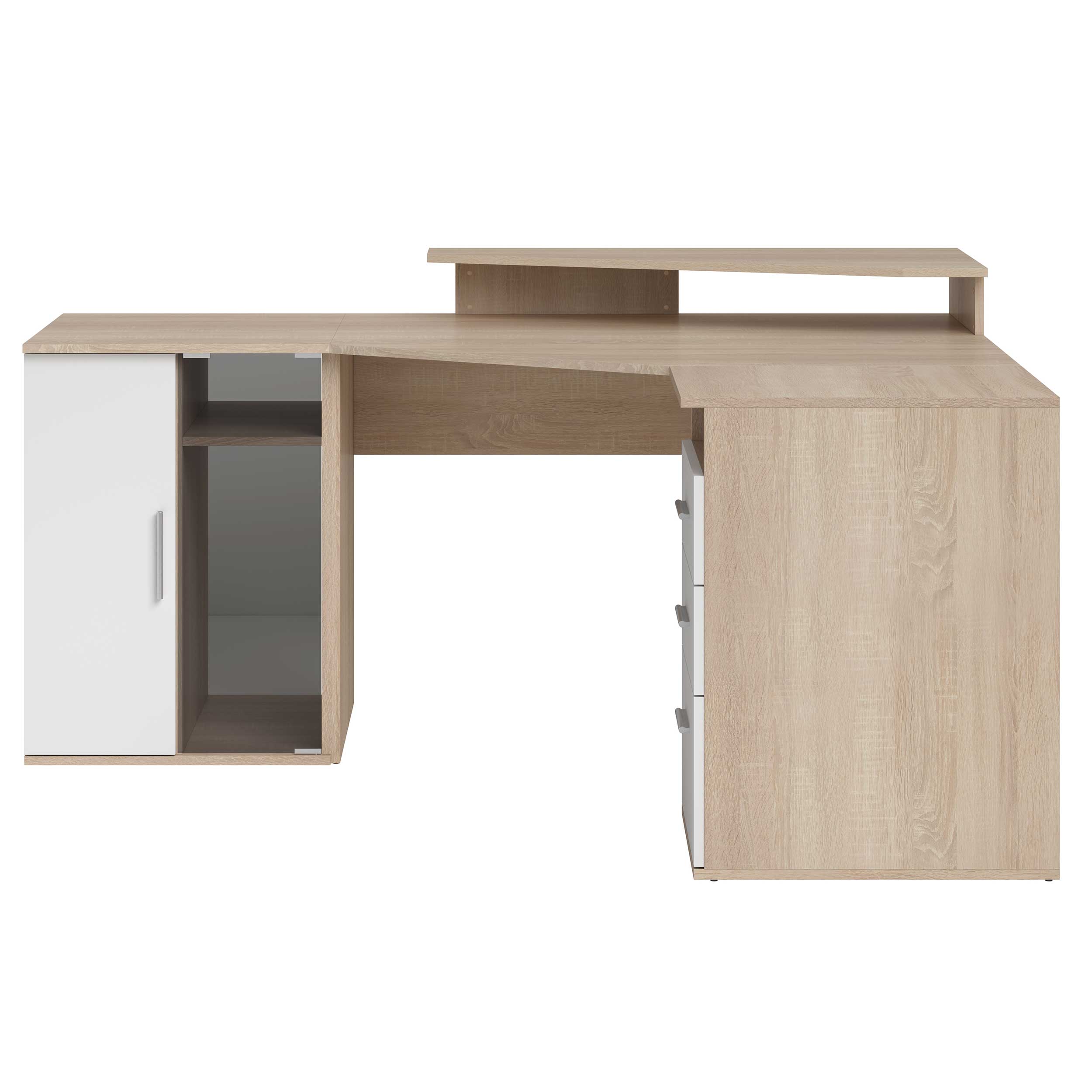 Bureau d'angle Efford avec espace de rangement - chêne/blanc - Image 6
