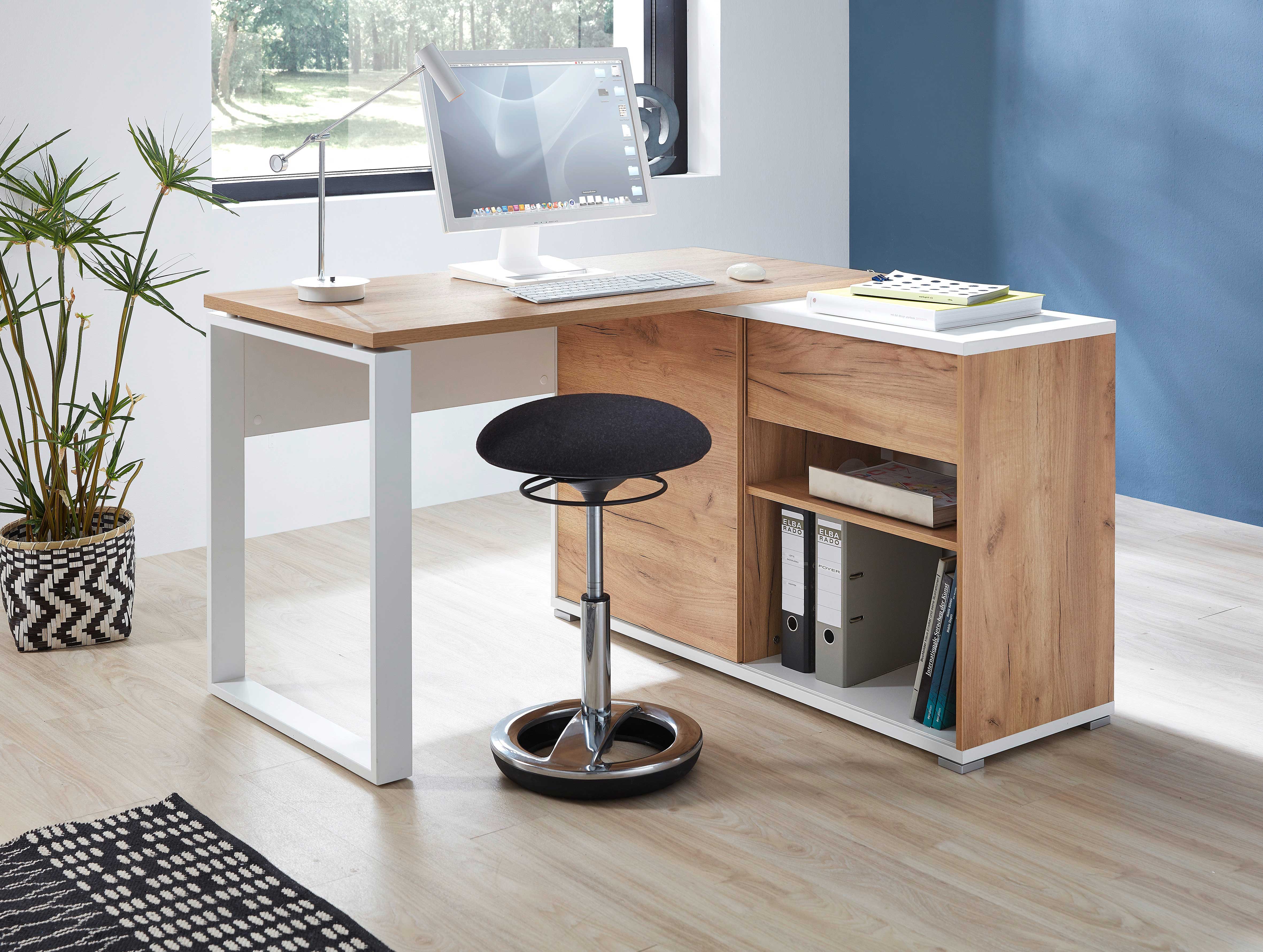 Bureau d'angle Lloris 117x120cm - blanc/chêne - Image 11