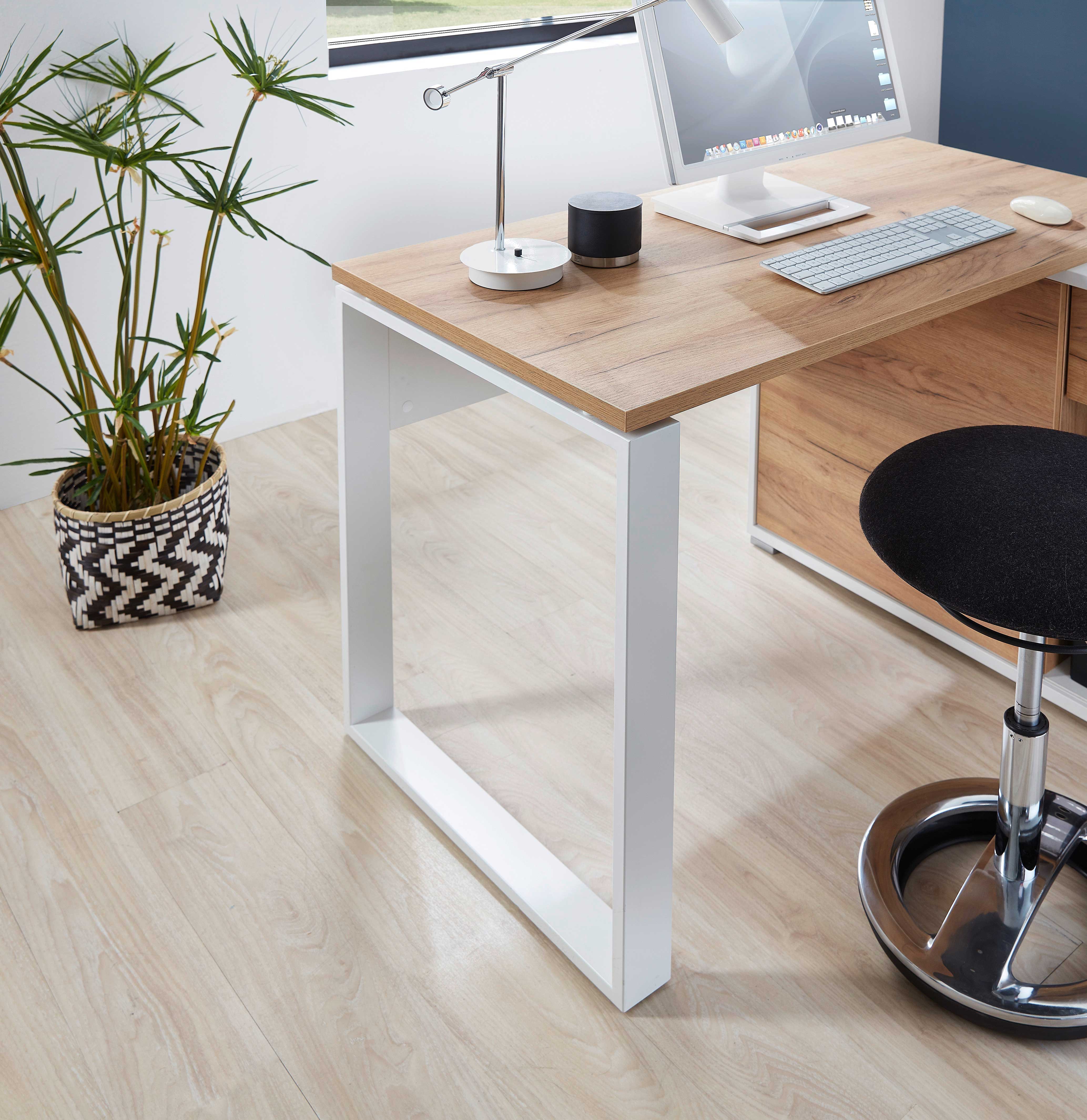 Bureau d'angle Lloris 117x120cm - blanc/chêne - Image 8