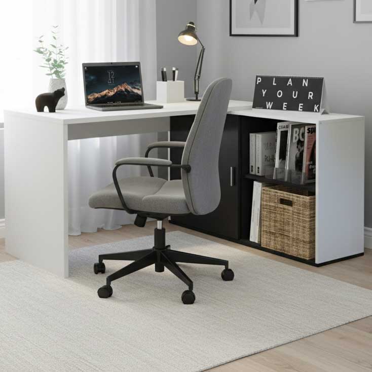 Bureau d'angle Vaiana - blanc/noir - Image 1