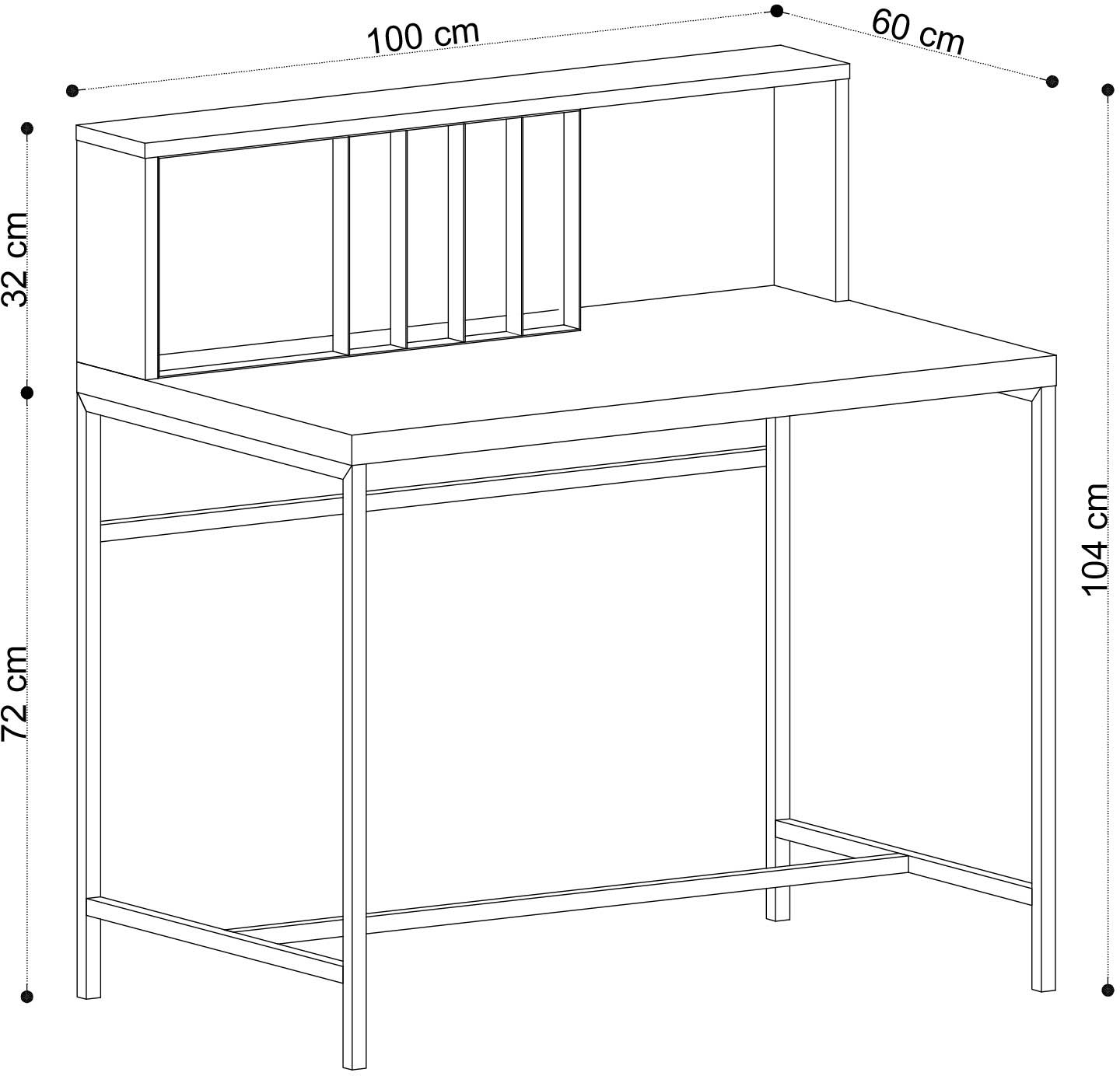 Bureau d'étude créatif avec étagères | Chêne Noir - Image 2