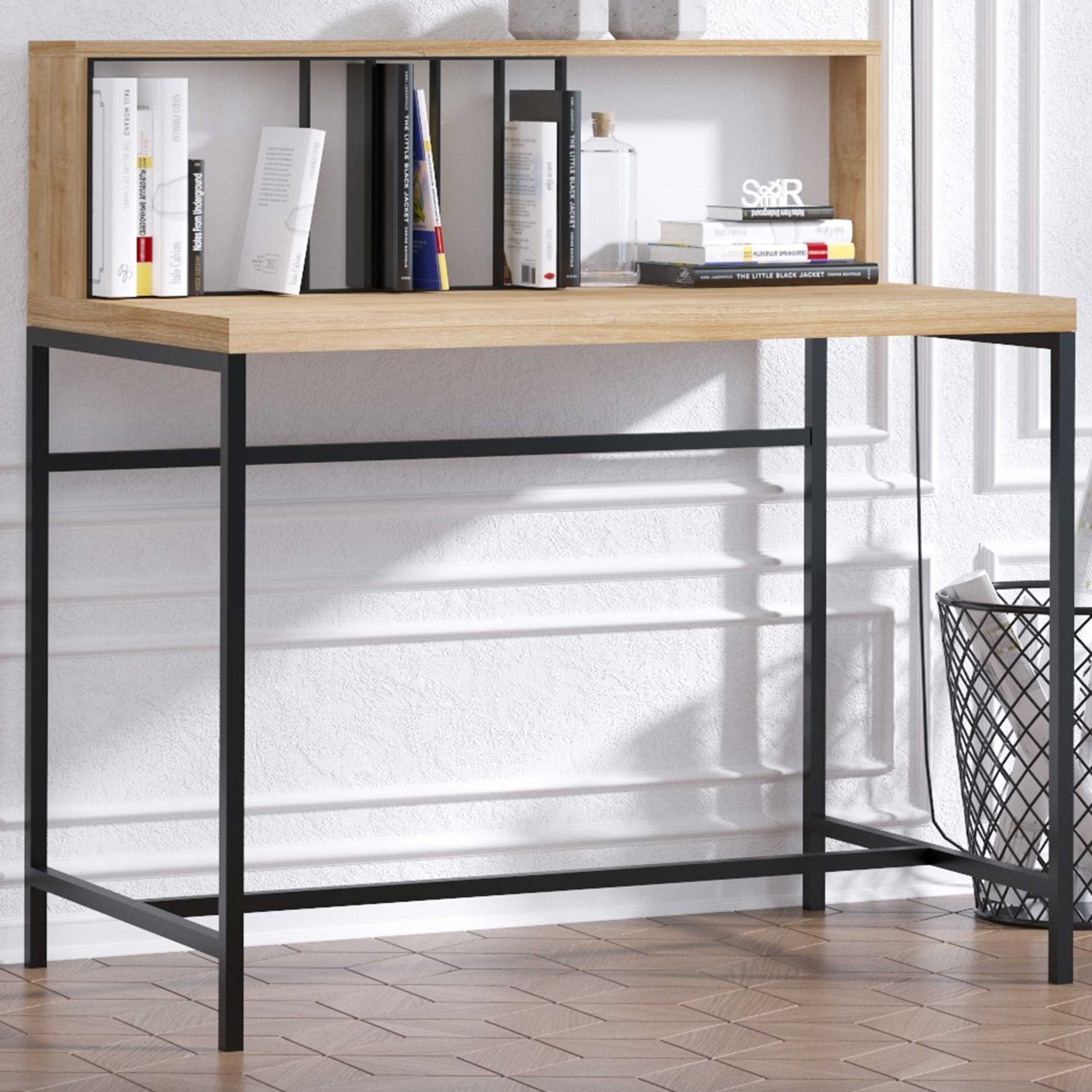 Bureau d'étude créatif avec étagères | Chêne Noir - Image 1