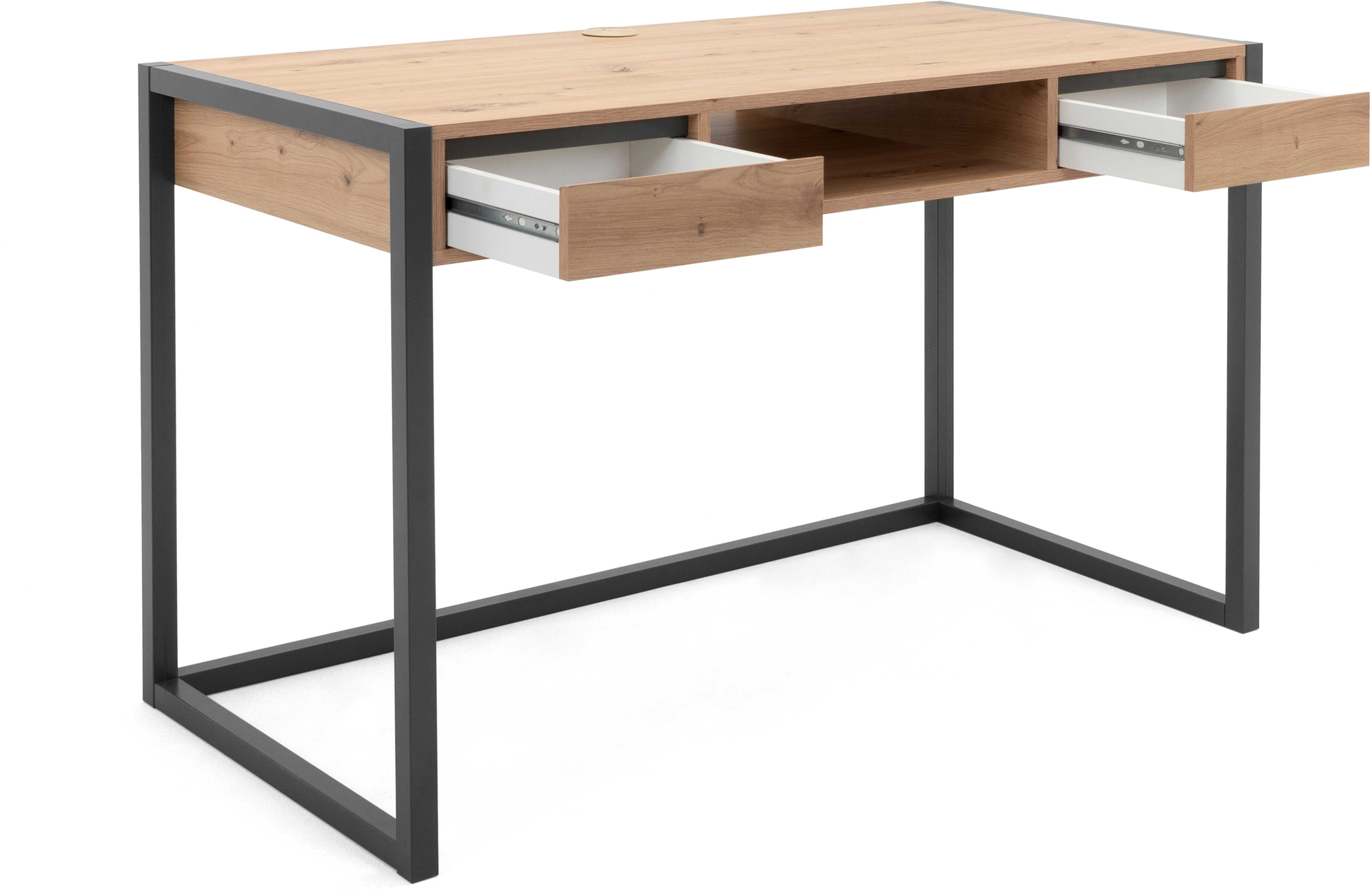 Bureau Damon 120cm 2 tiroirs - chêne/anthracite - Image 6