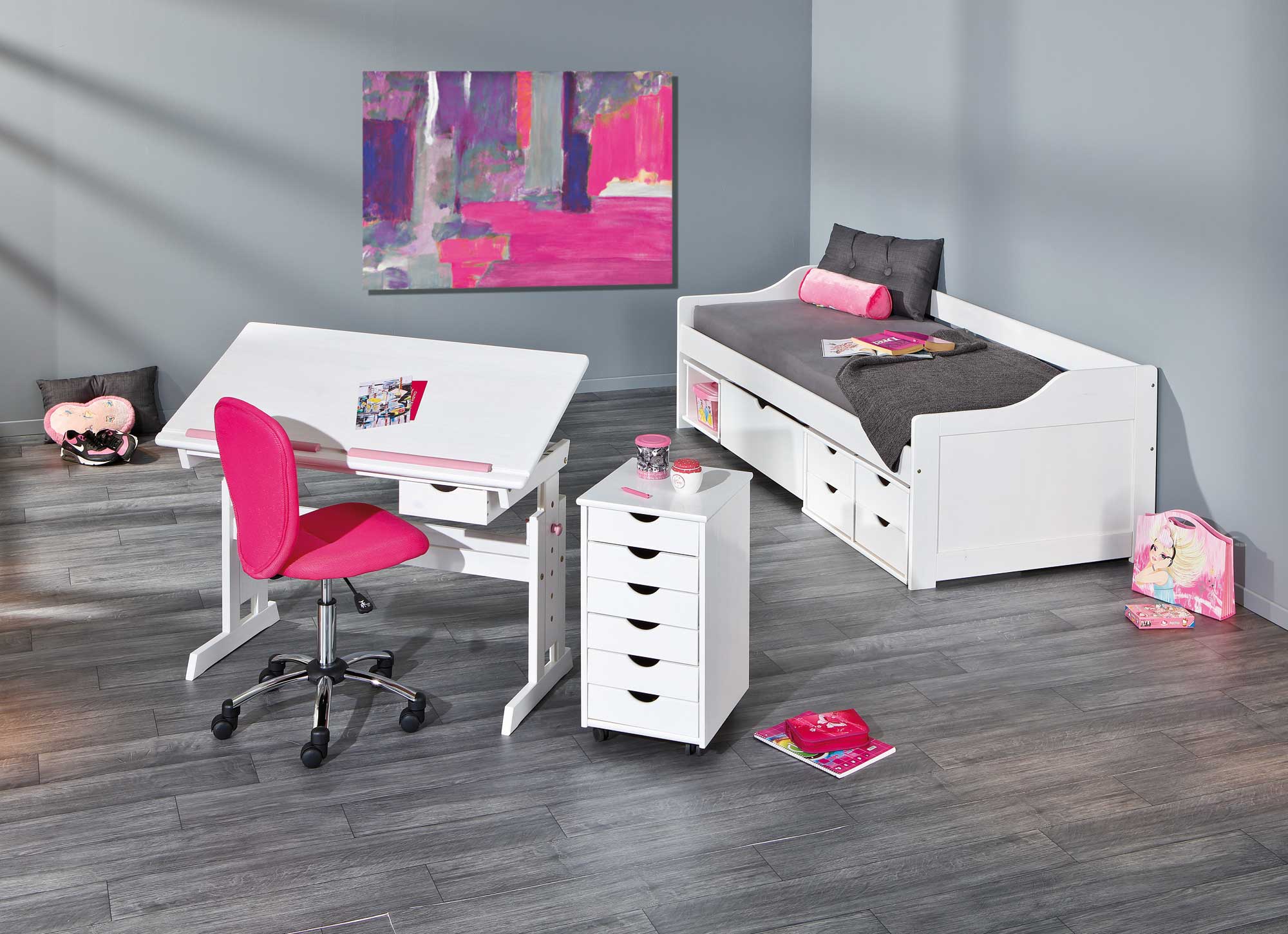 Bureau Dana avec plateau inclinable - bleu/rose - Image 2