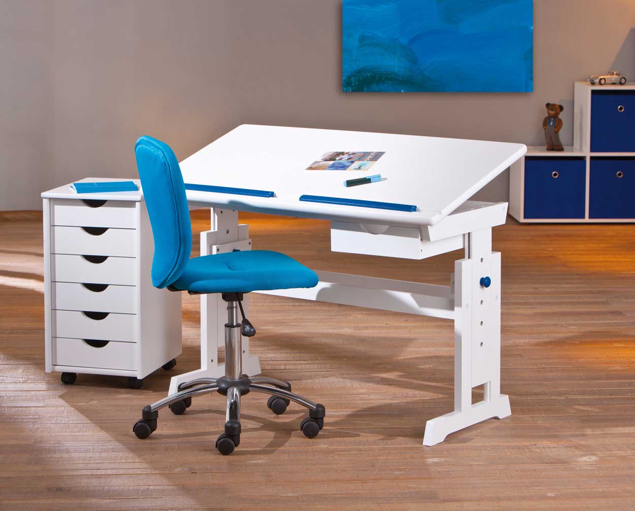 Bureau Dana avec plateau inclinable - bleu/rose - Image 7
