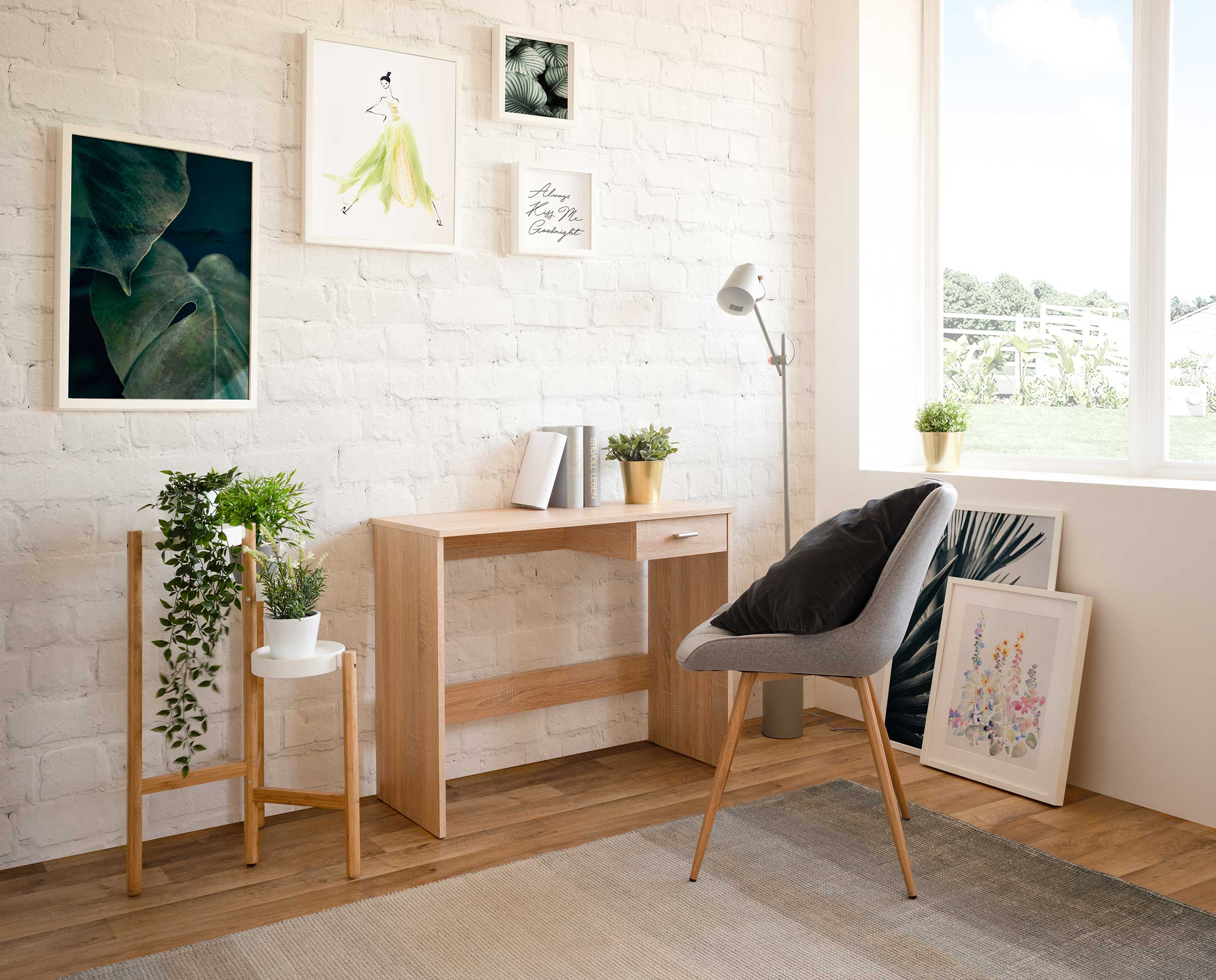 Bureau Franz 89cm 1 tiroir - chêne - Image 9