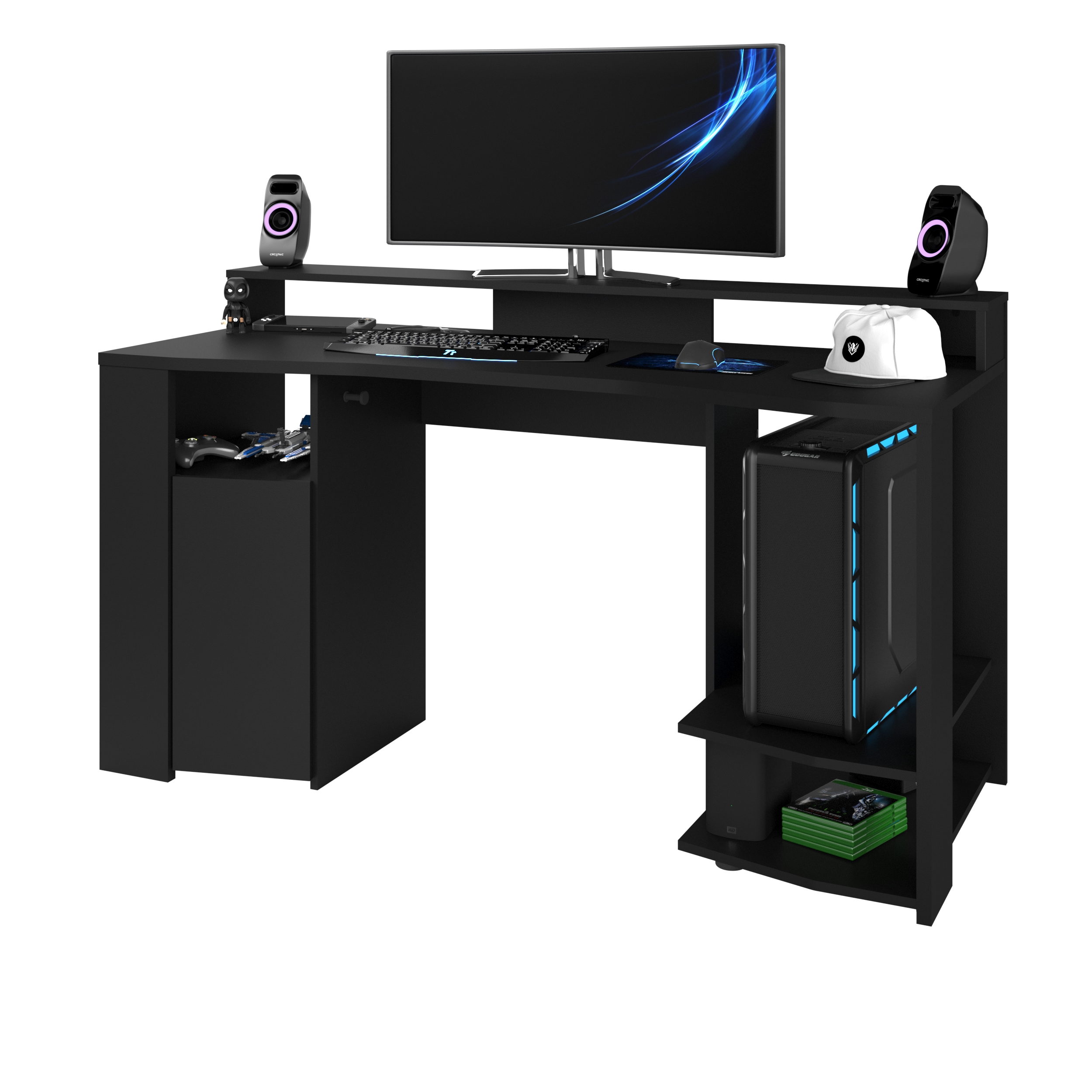 Bureau Gaming 152cm avec ruban LED - noir - Image 11