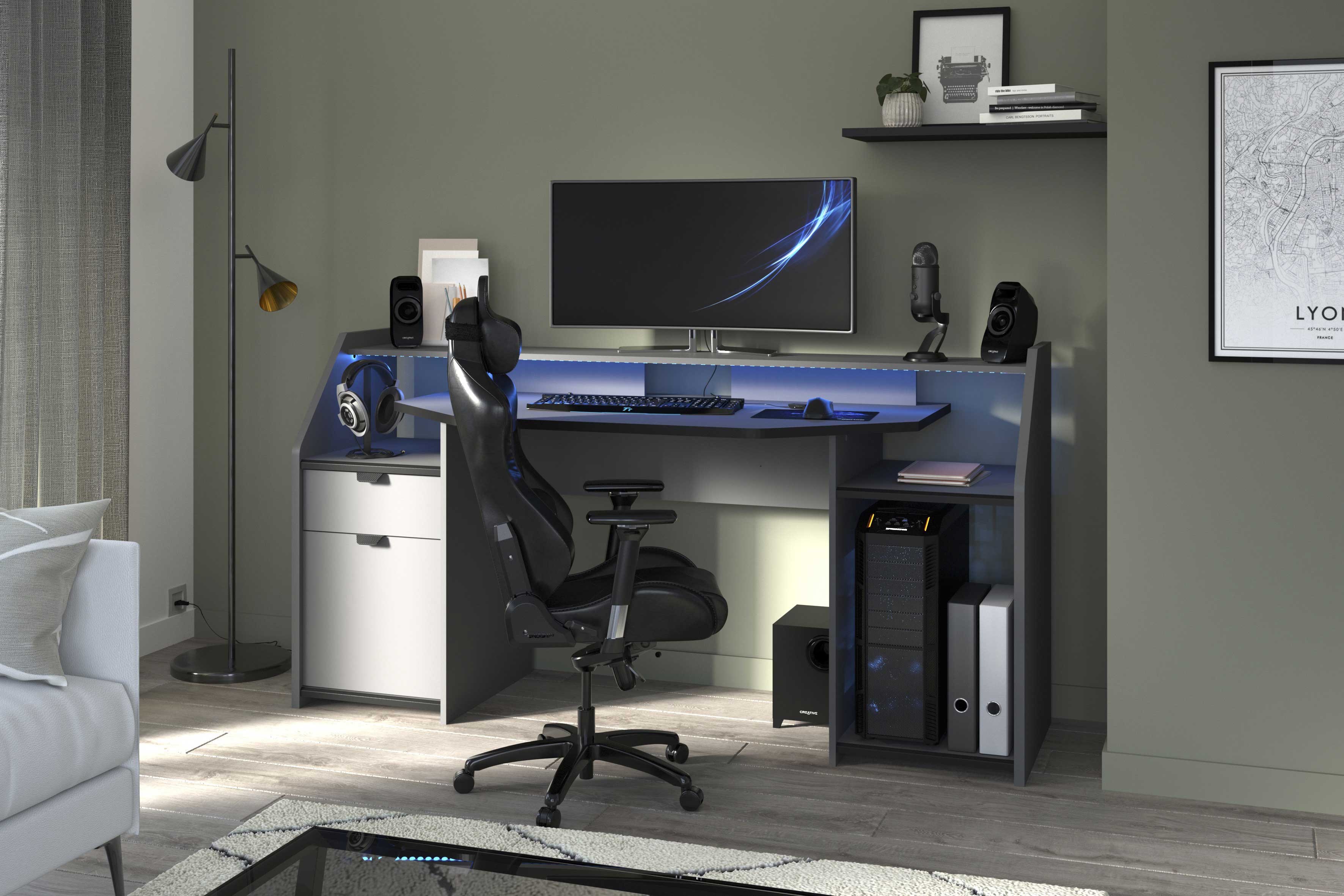 Bureau Gaming 180cm avec ruban LED - Image 9