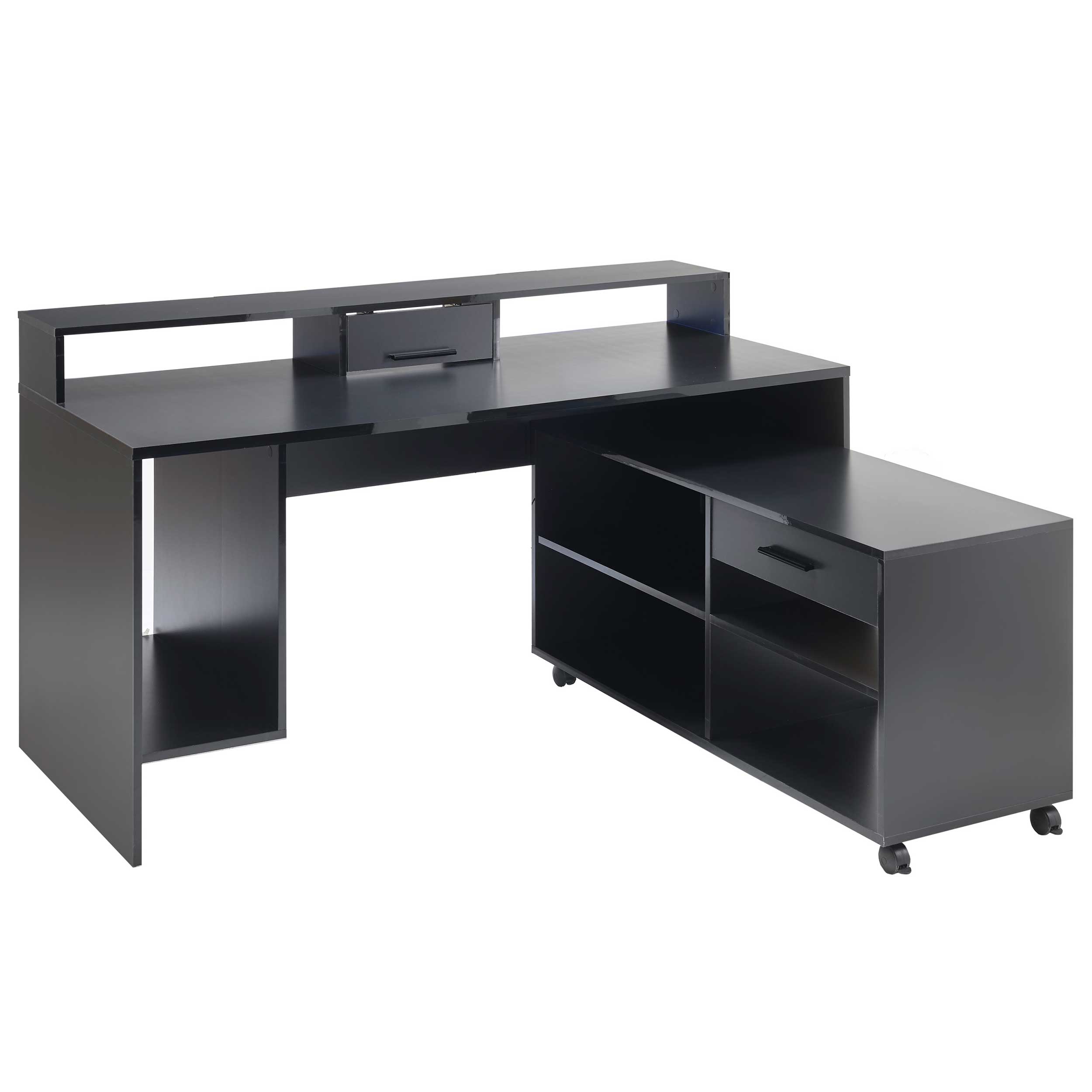 Bureau gaming Tudi éclairage compris - noir - Image 6