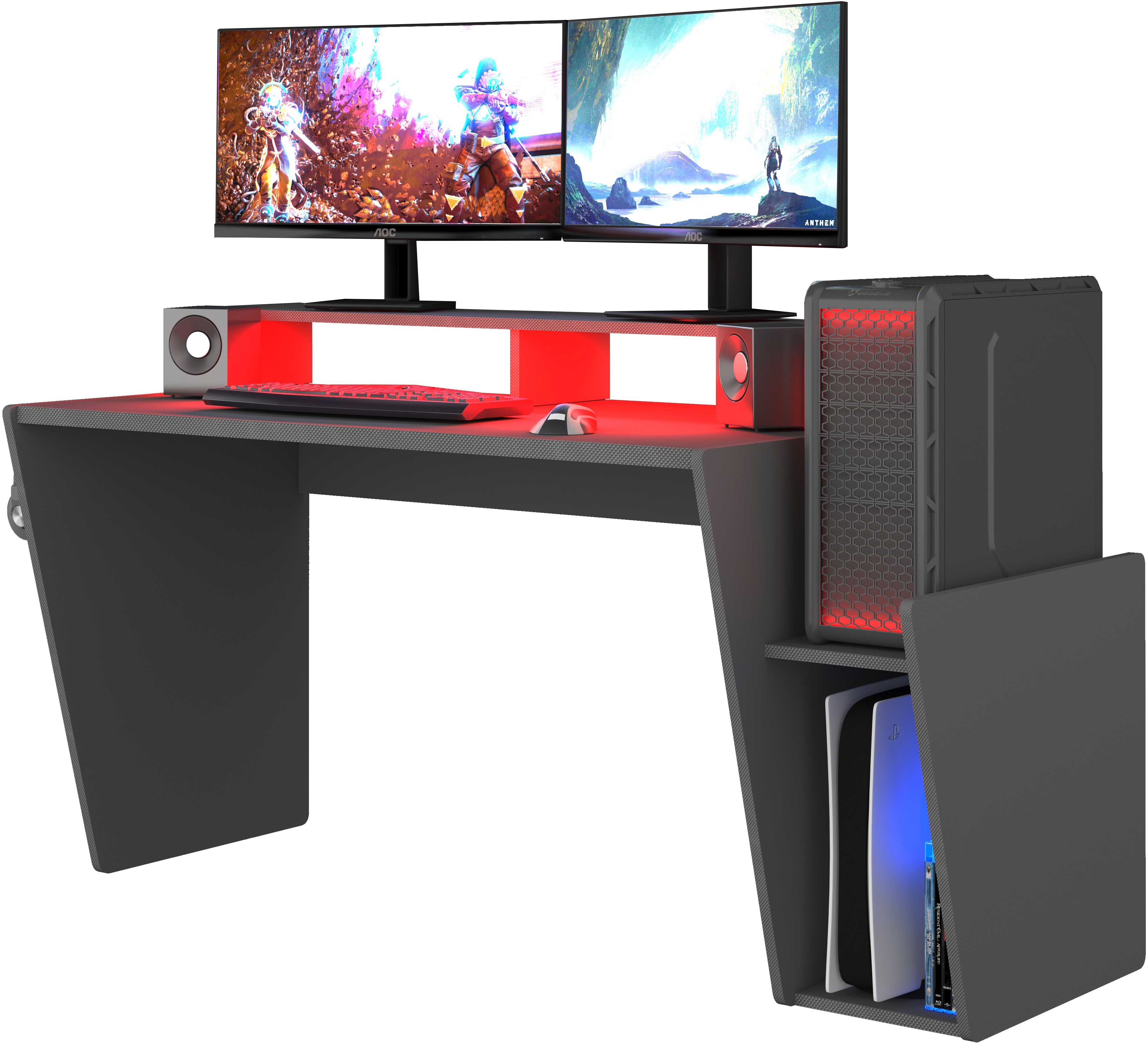 Bureau gaming Yannick 150x70x85cm panneaux de particules - anthracite - Image 11