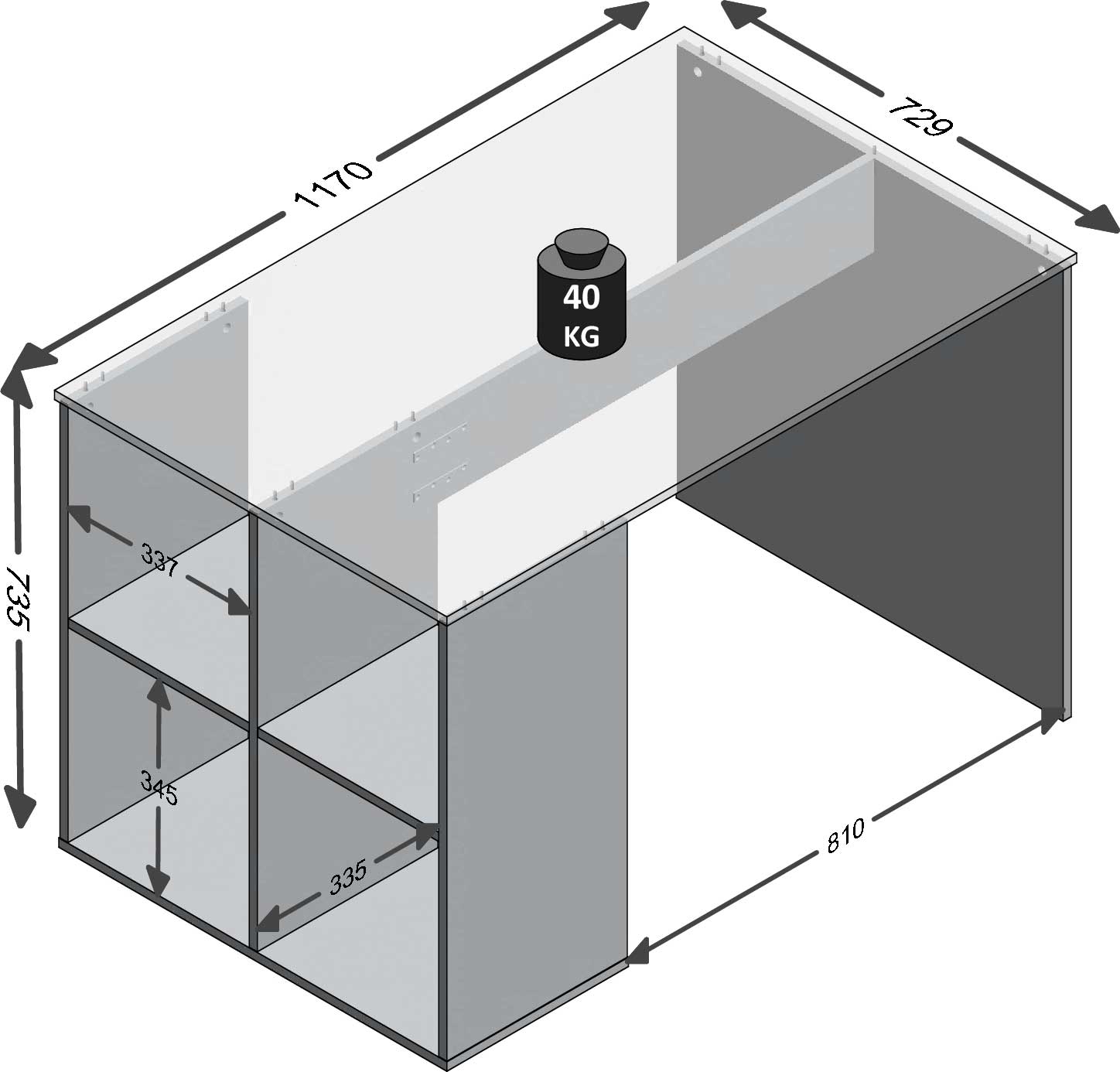 Bureau Henry 117cm - béton - Image 2