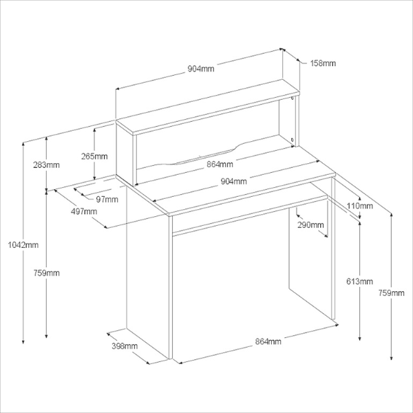 Bureau Hobby 91 cm de longueur-chêne - Image 3