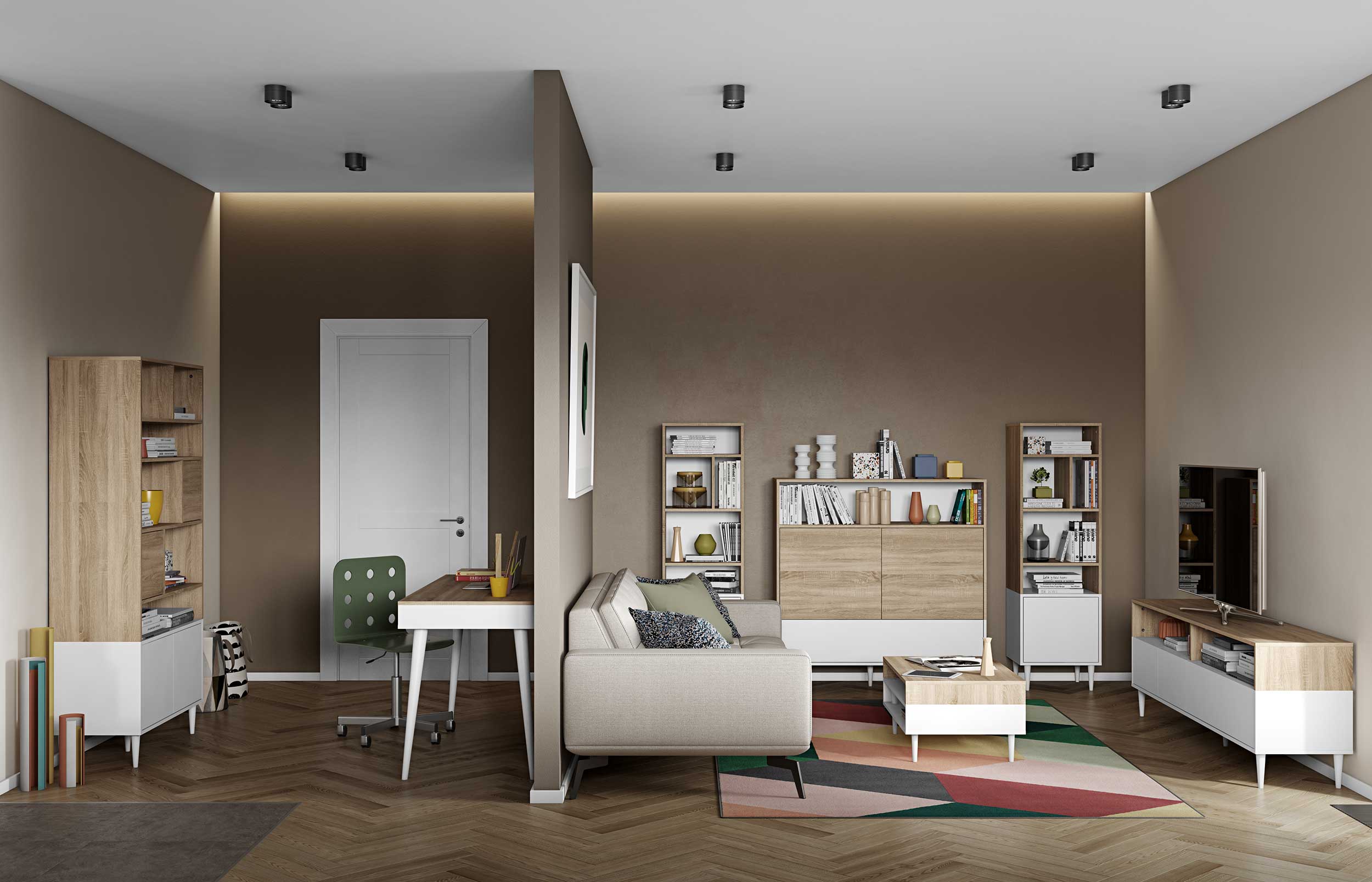 Bureau Horizon 134cm - chêne/blanc - Image 11