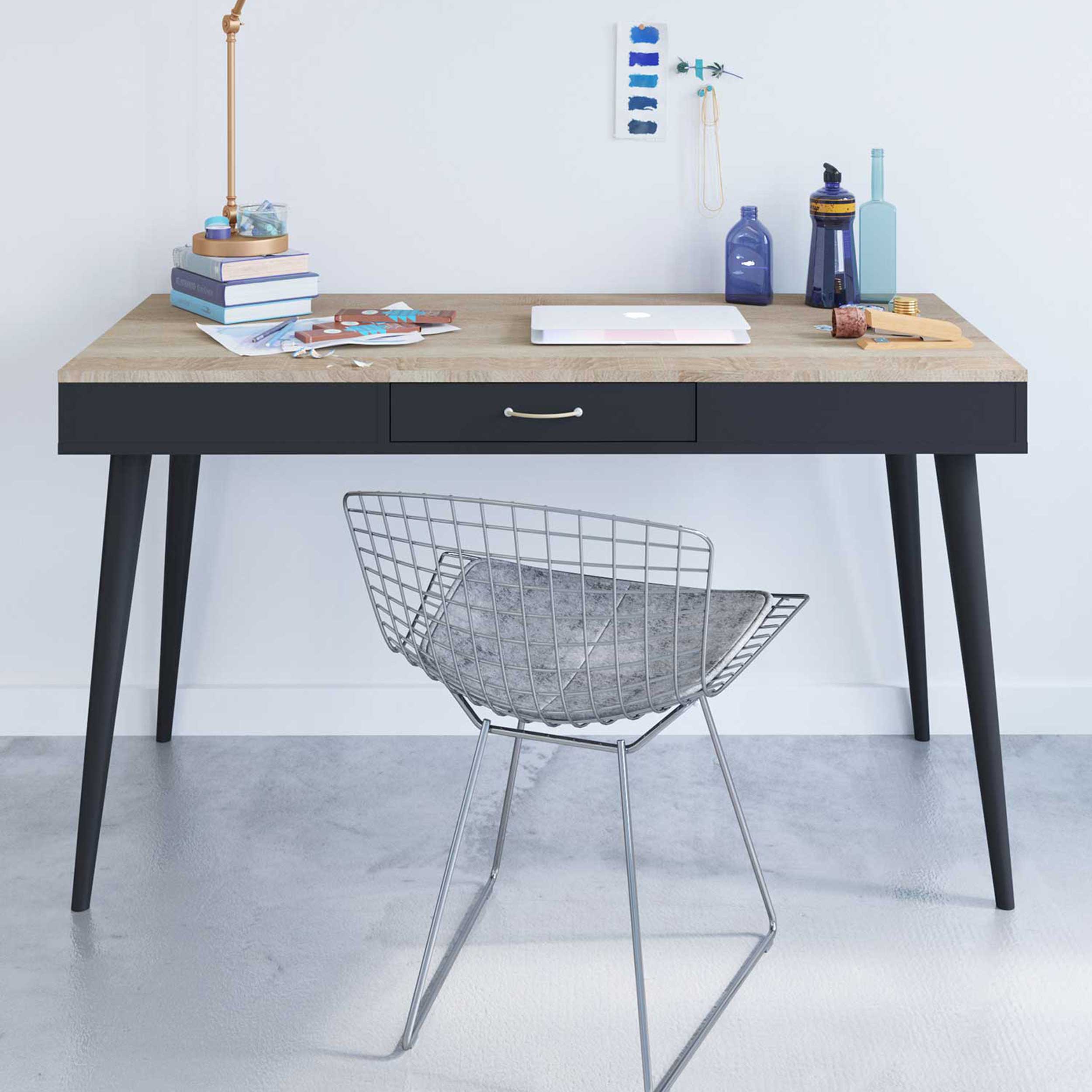 Bureau Horizon 134cm - chêne/noir
