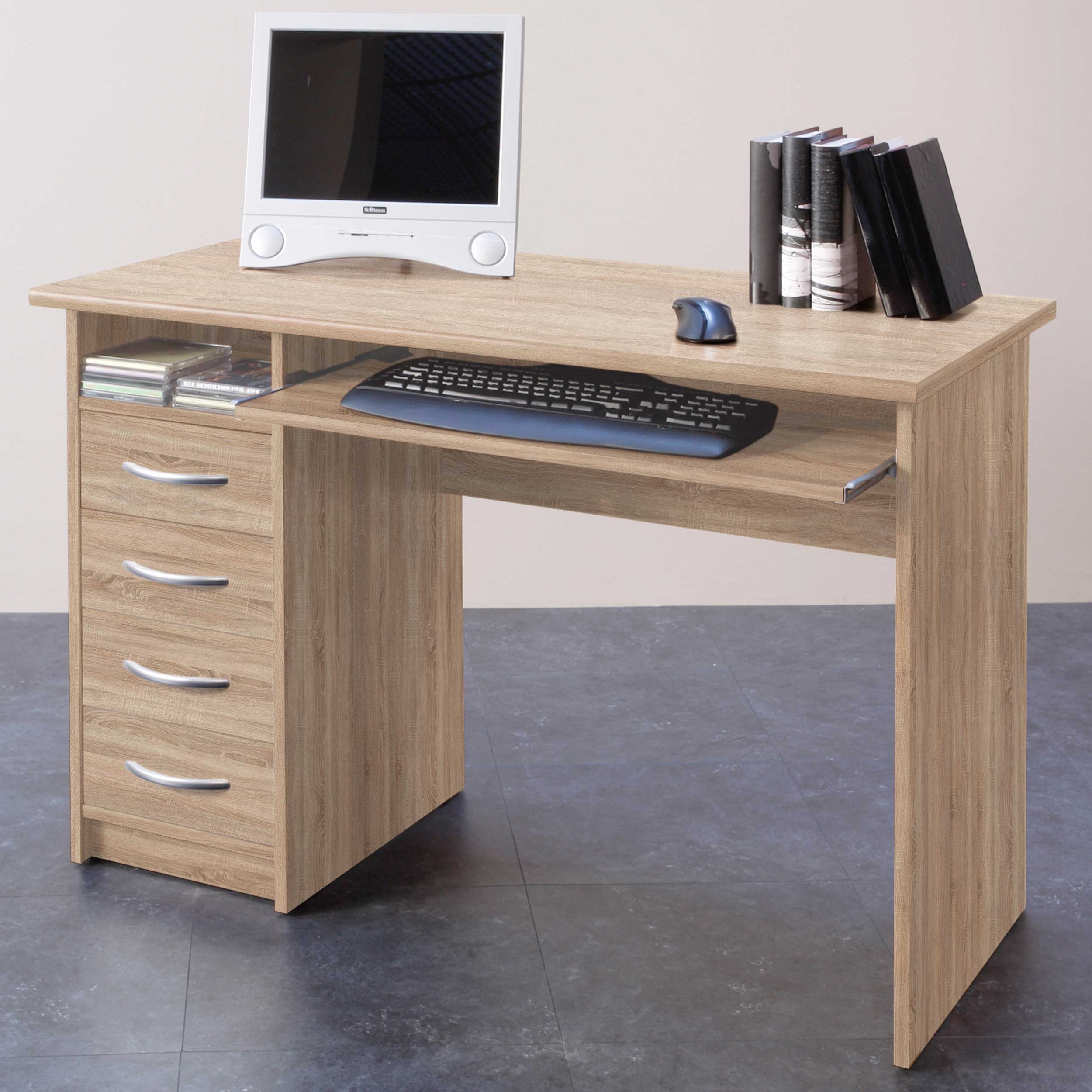Bureau Jils 110cm avec 4 tiroirs - chêne