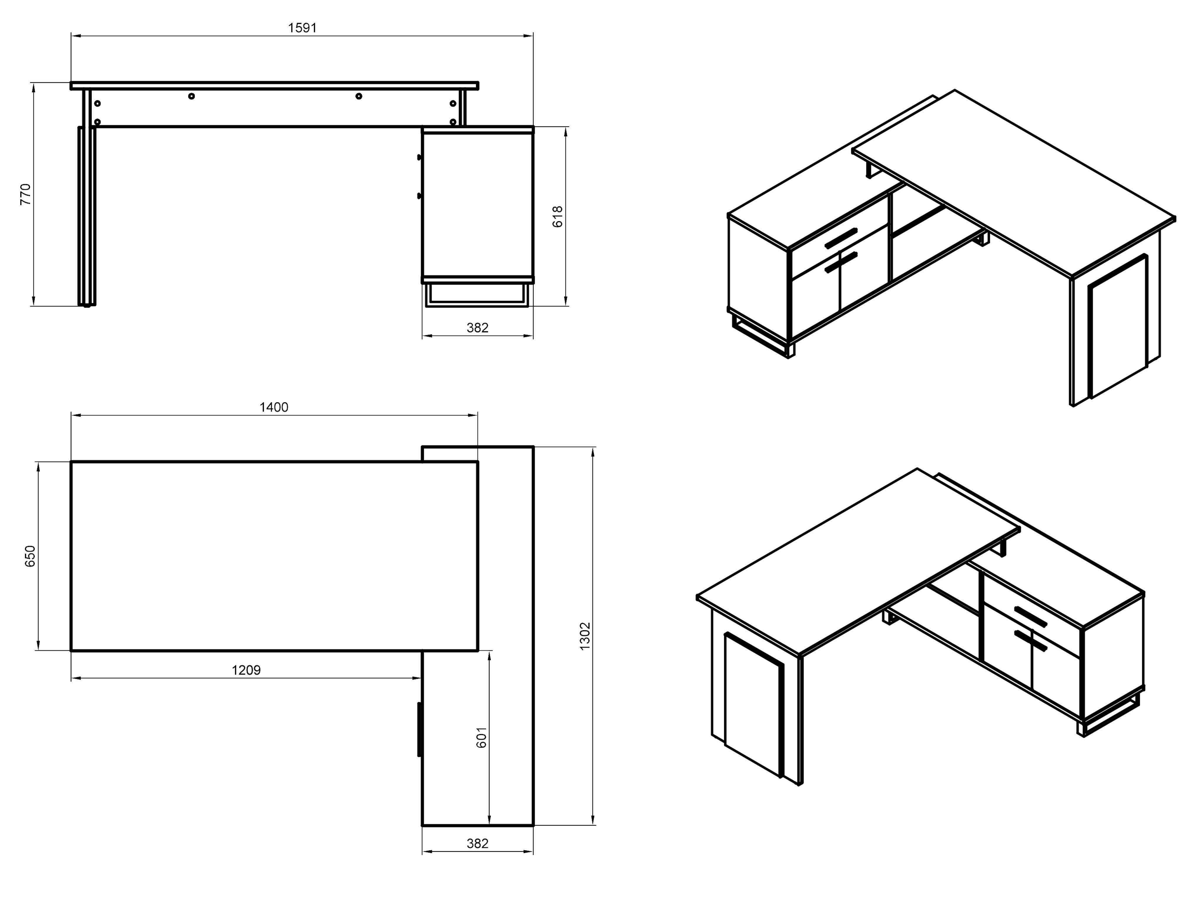 Bureau Klopp - chêne/blanc - Image 2