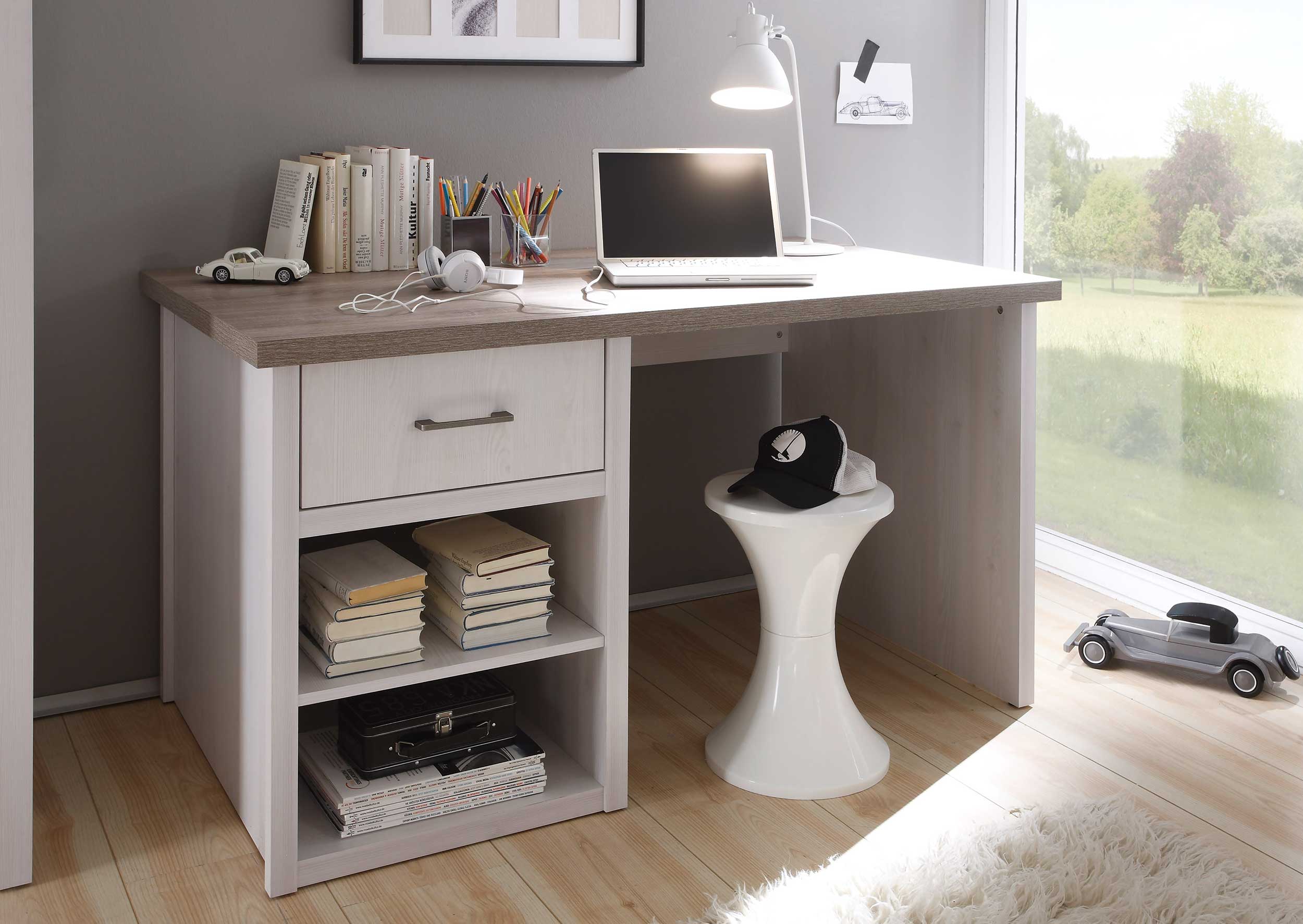 Bureau Larnaca 141cm avec 1 tiroir - blanc - Image 6