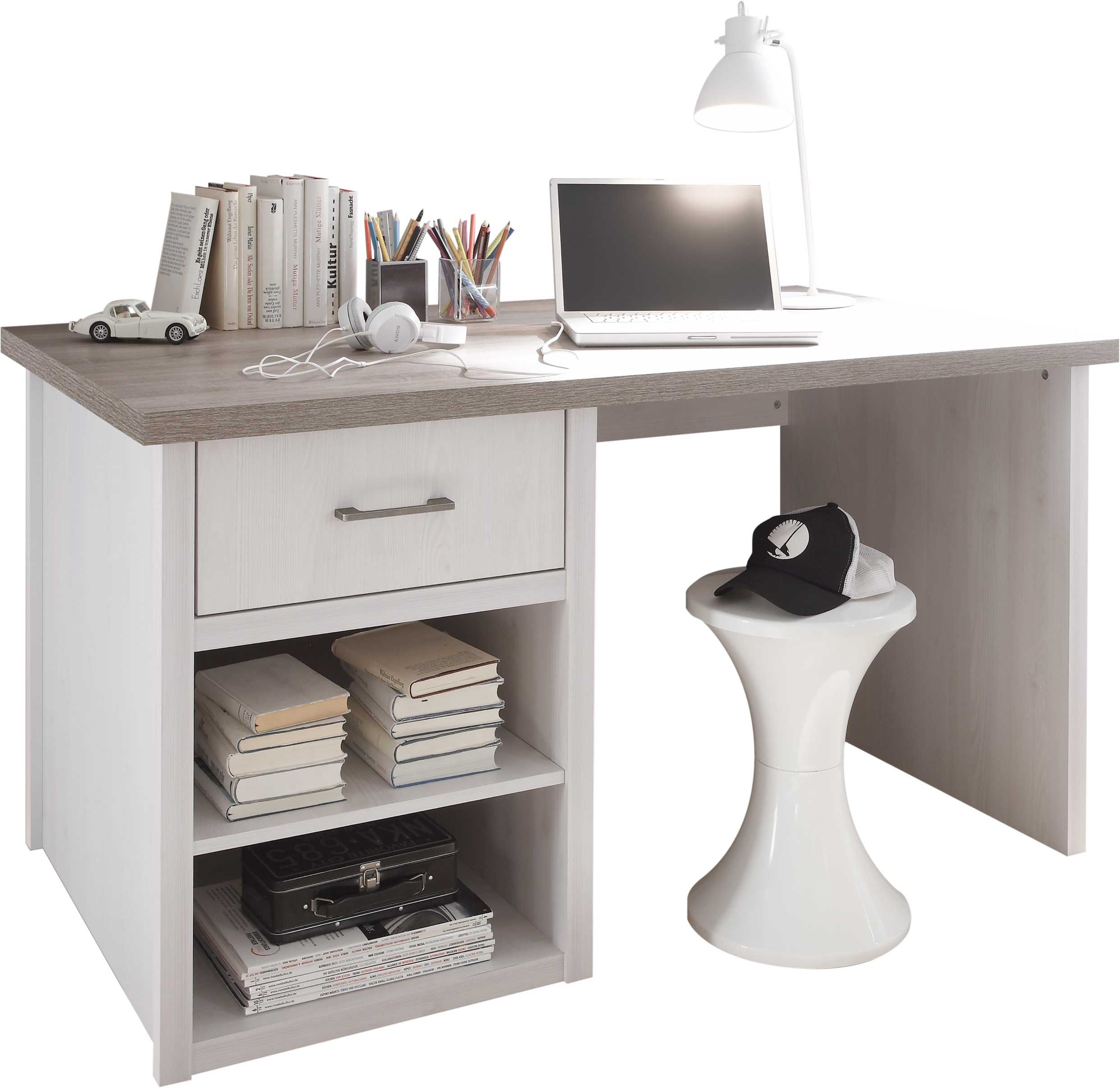 Bureau Larnaca 141cm avec 1 tiroir - blanc - Image 7