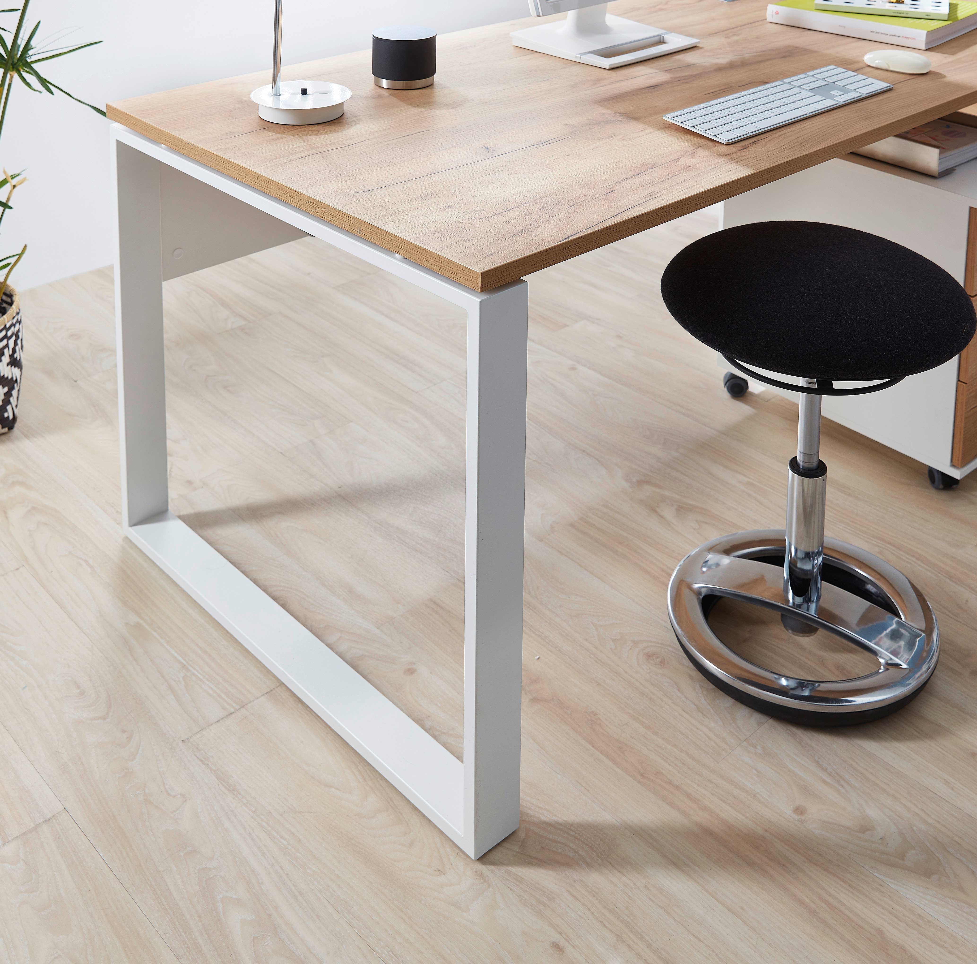 Bureau Lloris 158cm - blanc/chêne - Image 4