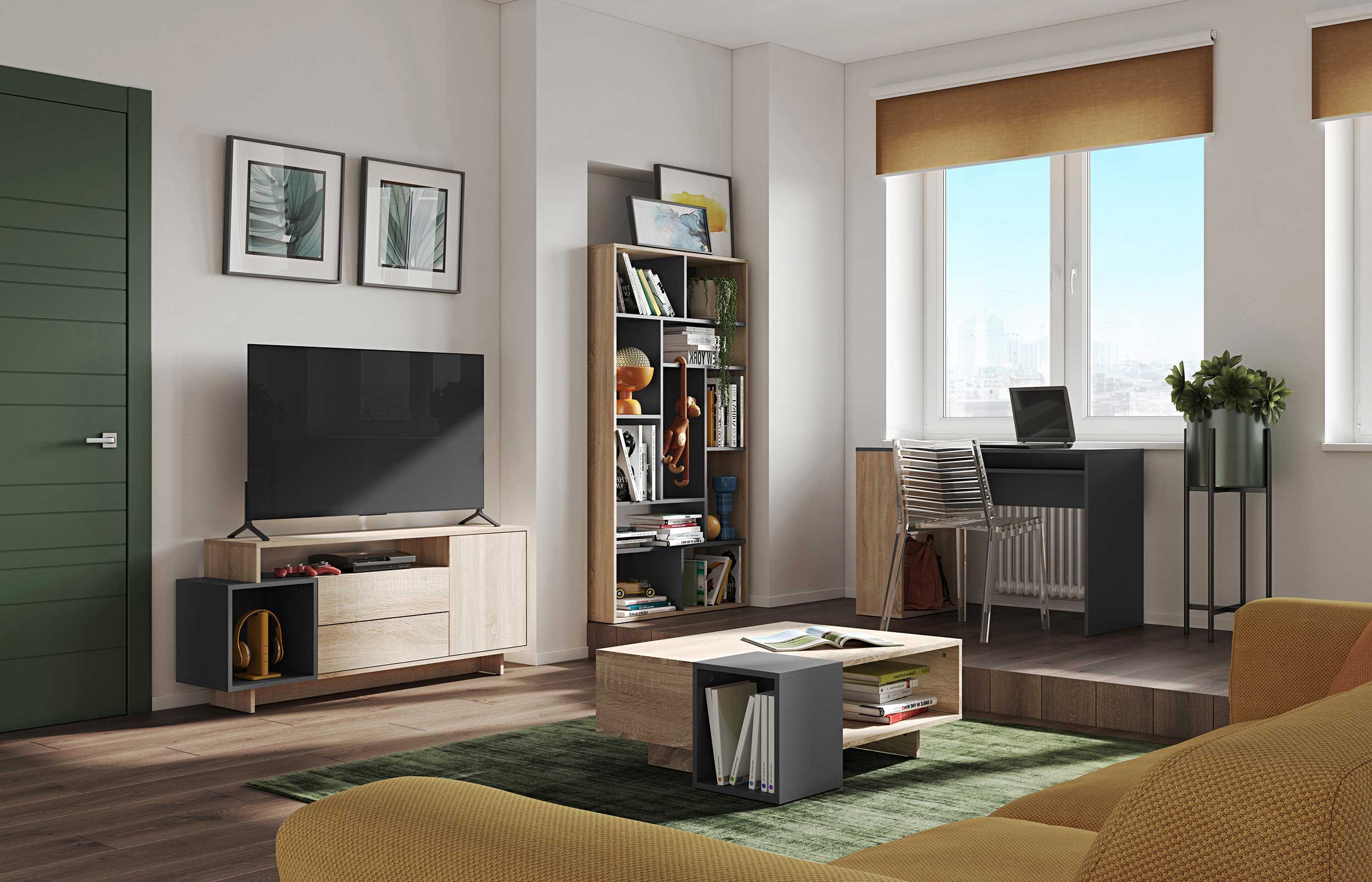 Bureau Meryl 114cm - chêne/noir - Image 9