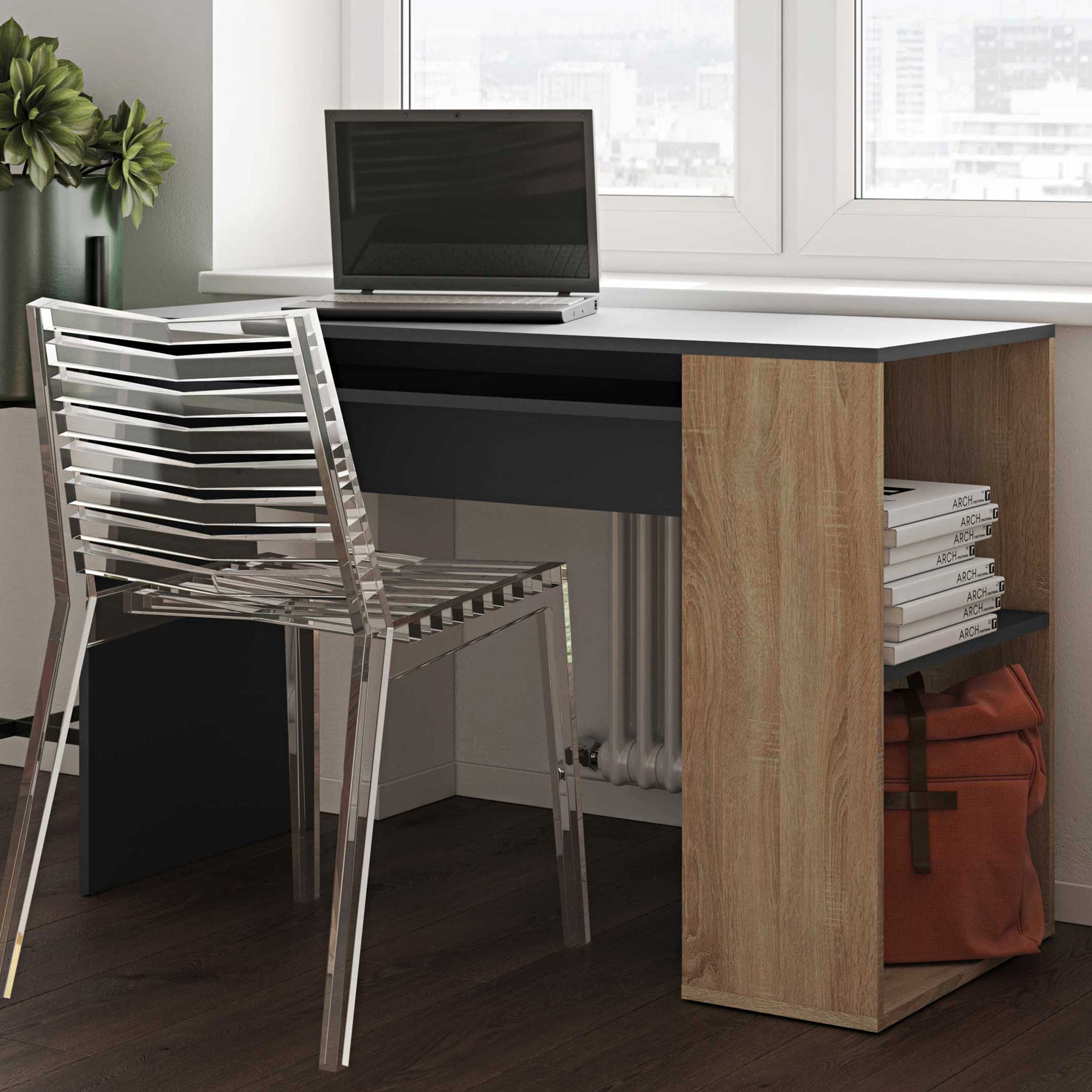 Bureau Meryl 114cm - chêne/noir - Image 1