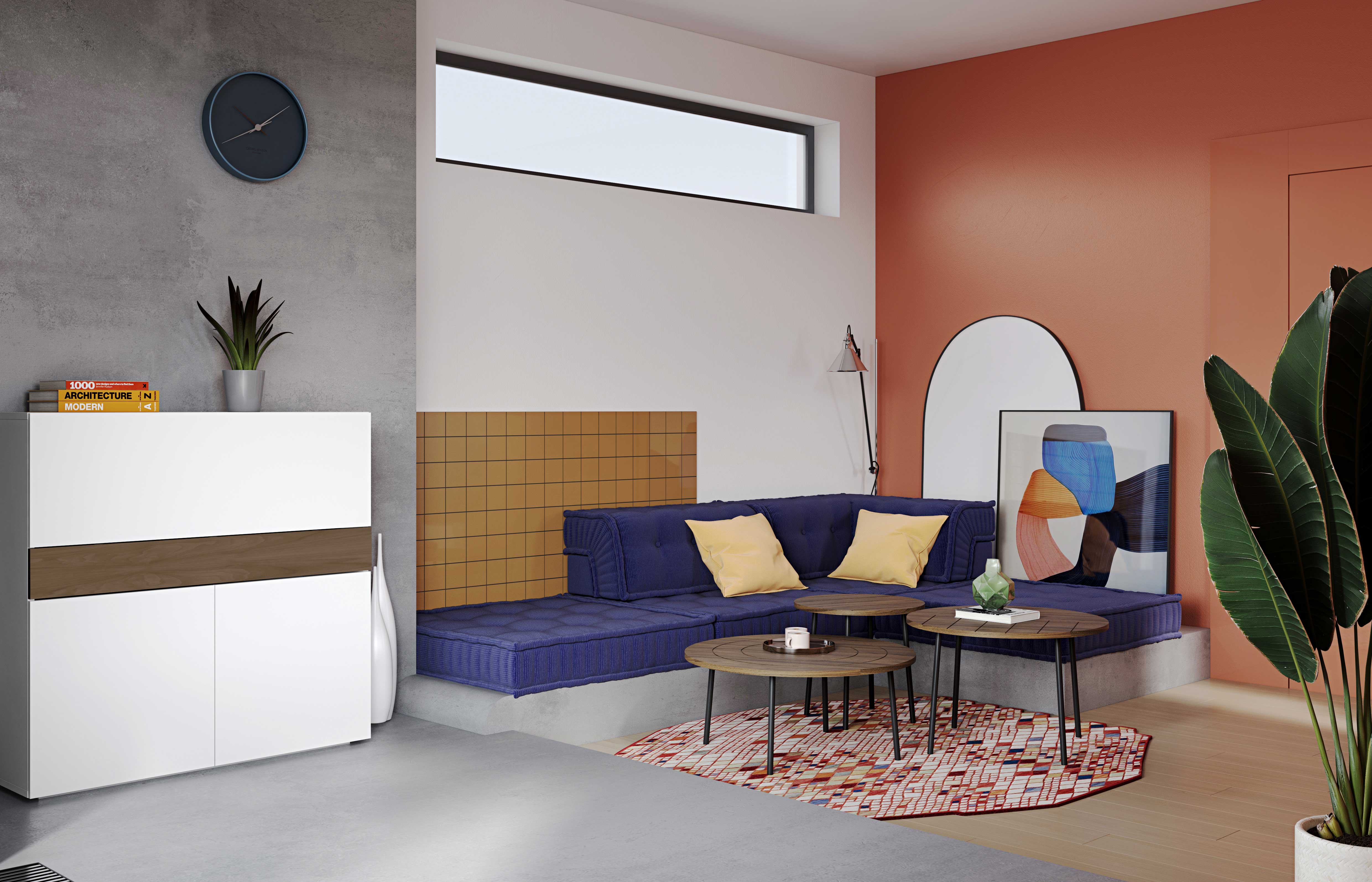 Bureau/meuble de rangement Fox 110cm - blanc/noyer - Image 11