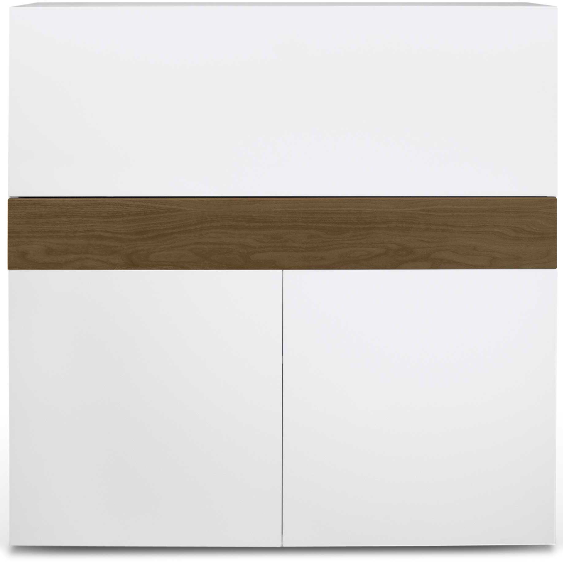 Bureau/meuble de rangement Fox 110cm - blanc/noyer - Image 5