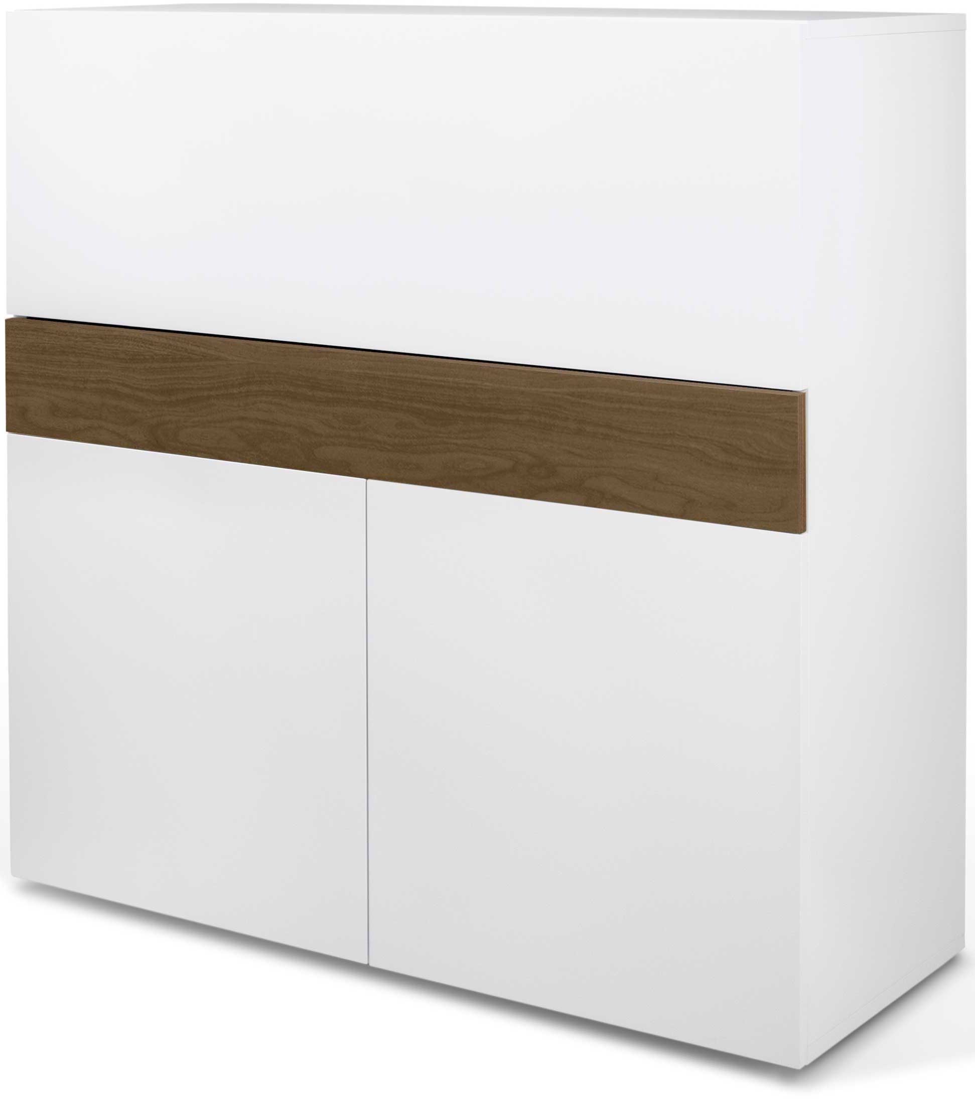 Bureau/meuble de rangement Fox 110cm - blanc/noyer - Image 10